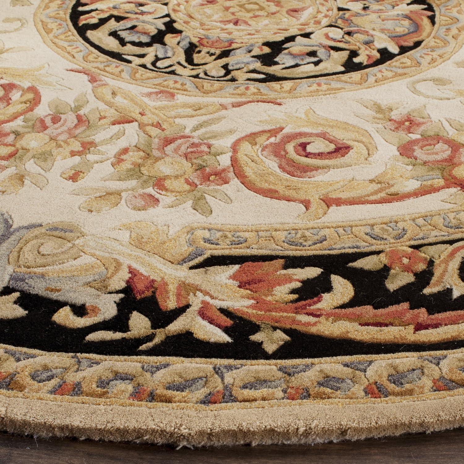 Savonnerie SAV206 Hand Tufted Area Rug - Ivory/Gold - 6' Round - Safavieh.