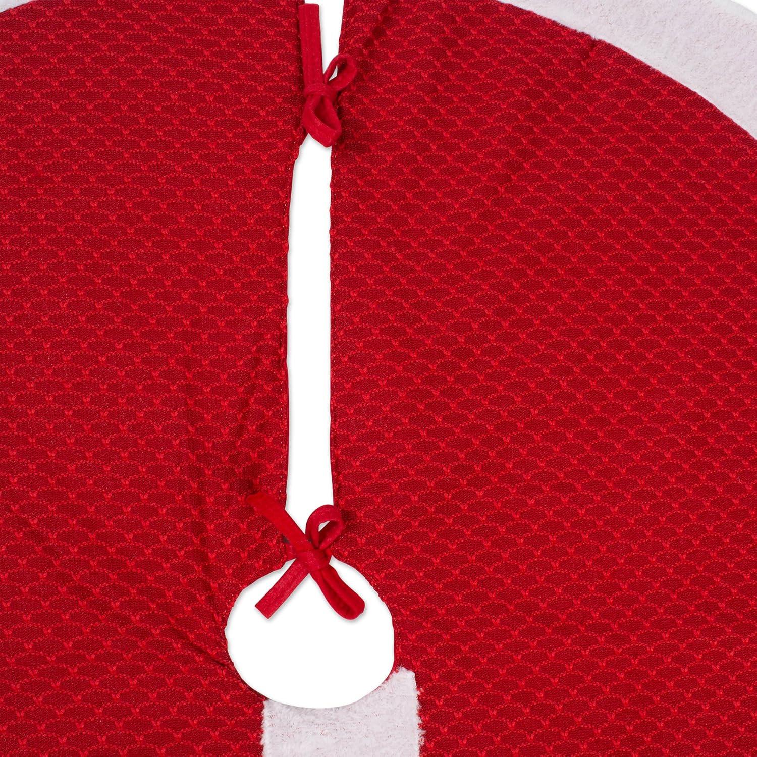 DII 42" Modern Fabric Santa's Holiday Decor Tree Skirt in Red/White