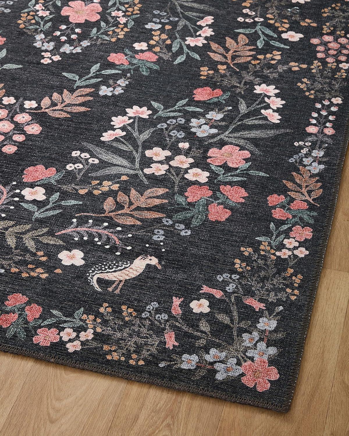 Maison Tuileries Fanciful Bird & Vine Navy 5' x 7'6" Area Rug