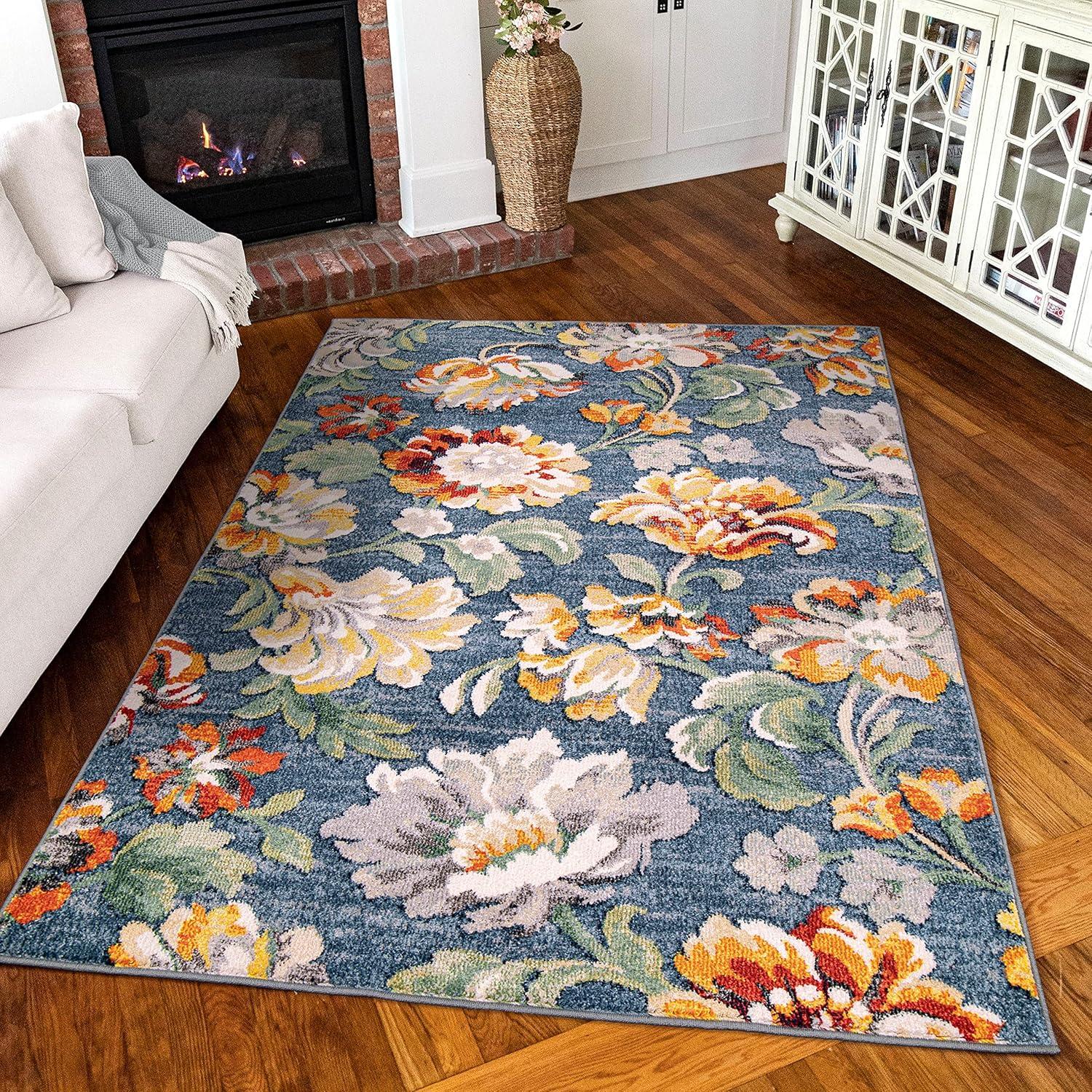 Simply Southern Cottage Franklin Floral 6' X 9' Blue Area Rug