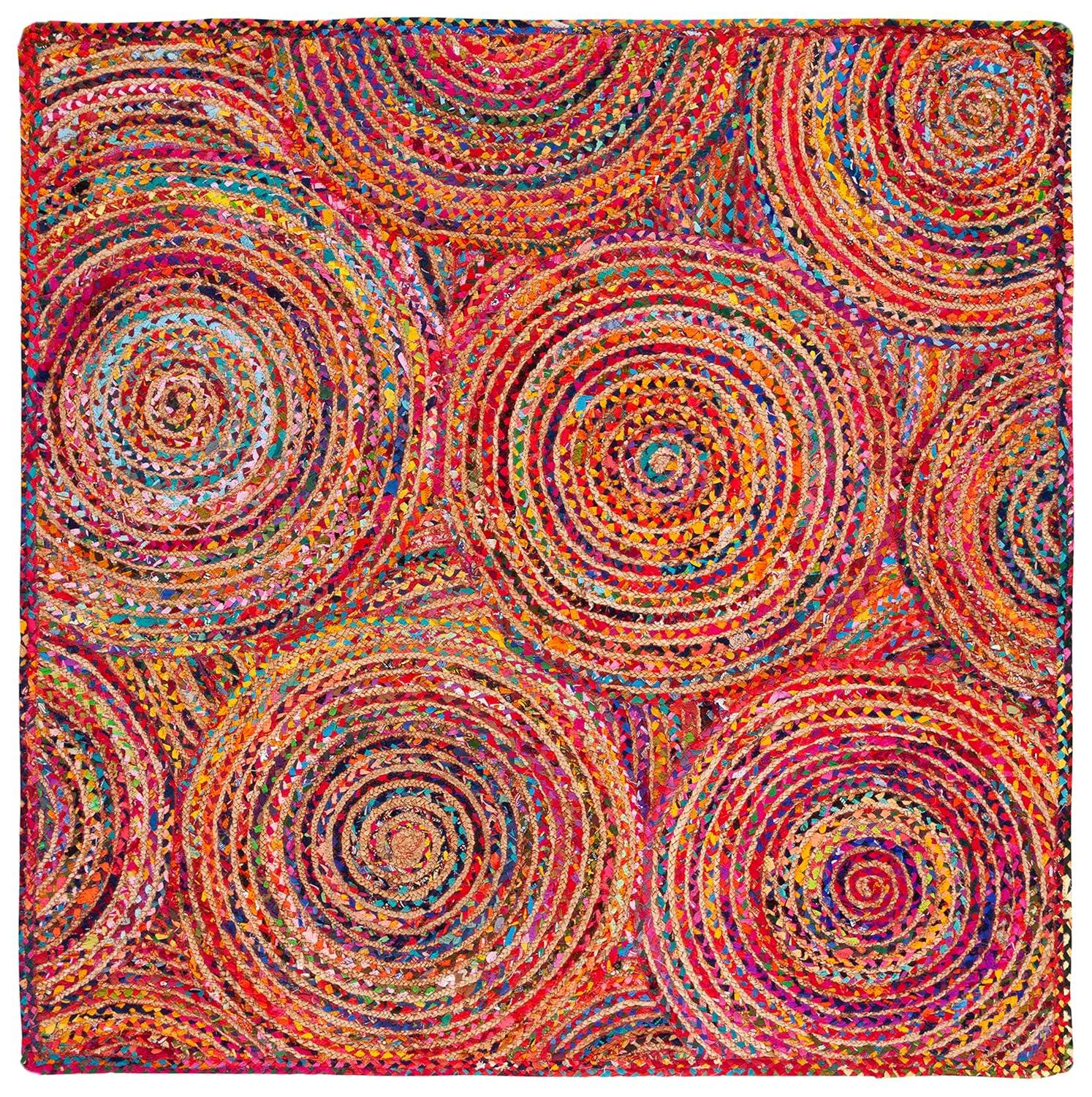 Cape Cod CAP203 Woven Indoor Area Rug - Red/Multi - 6'x6' - Safavieh