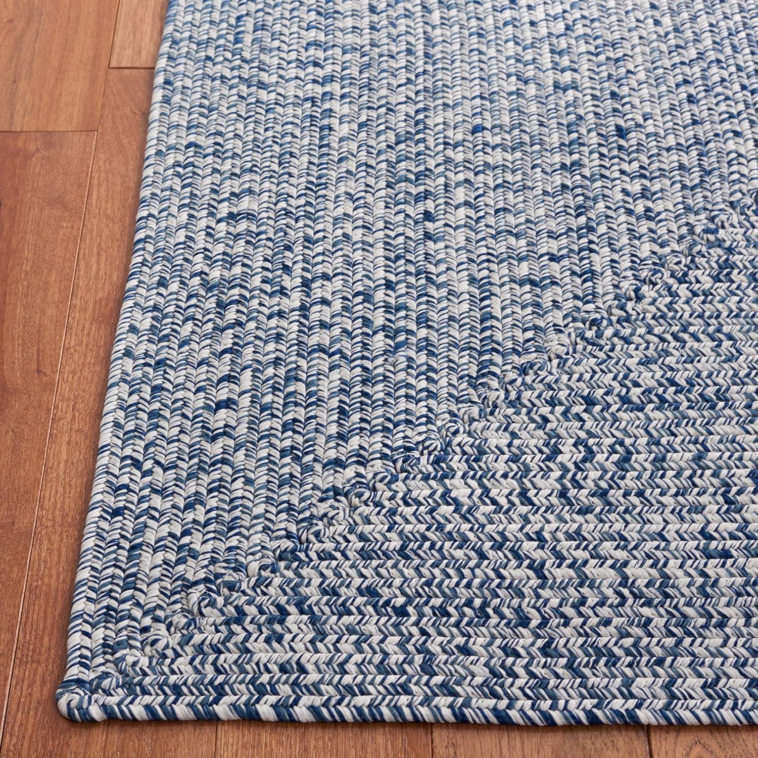 Handmade Dark Blue and Ivory Braided Reversible Area Rug