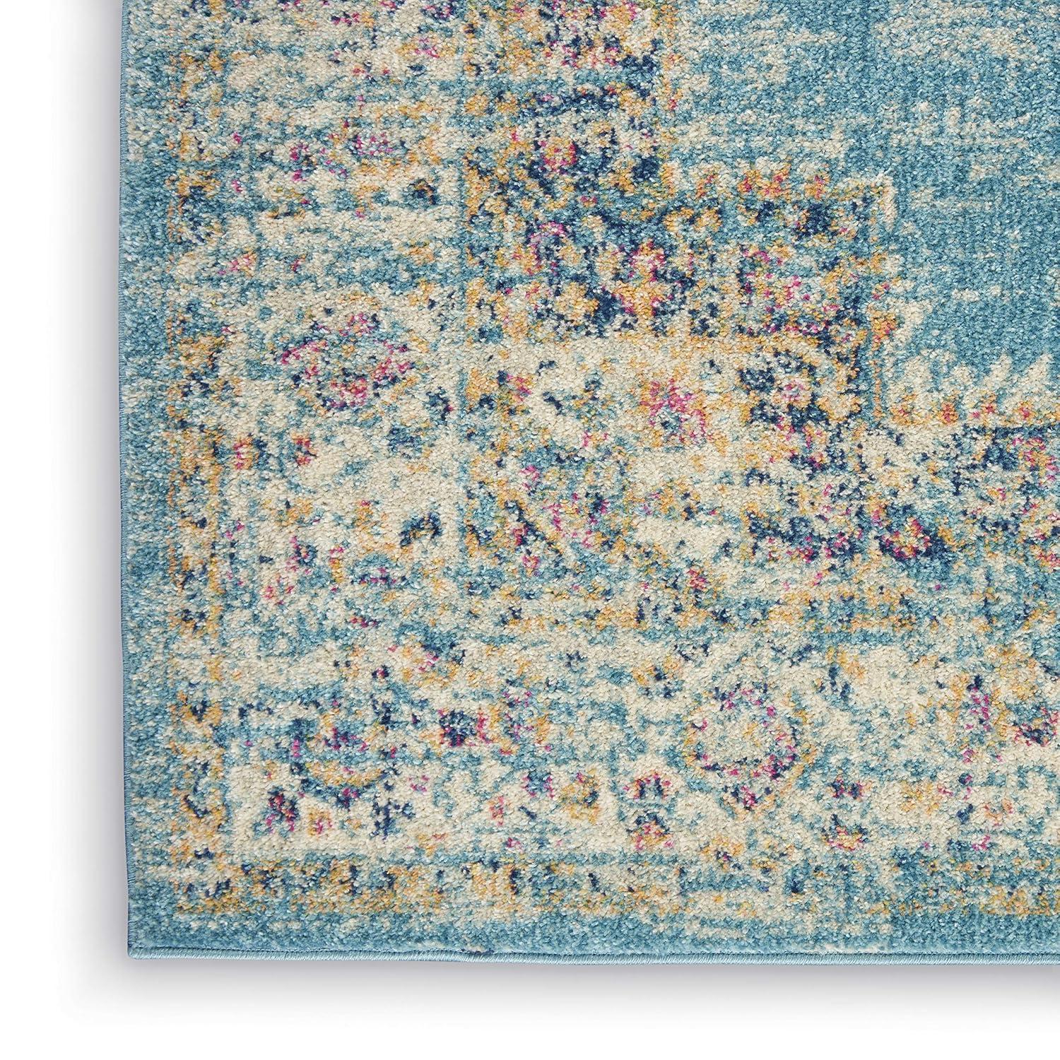 Nourison Passion Medallion Bohemian Indoor Rug Light Blue 2'2" x 10'