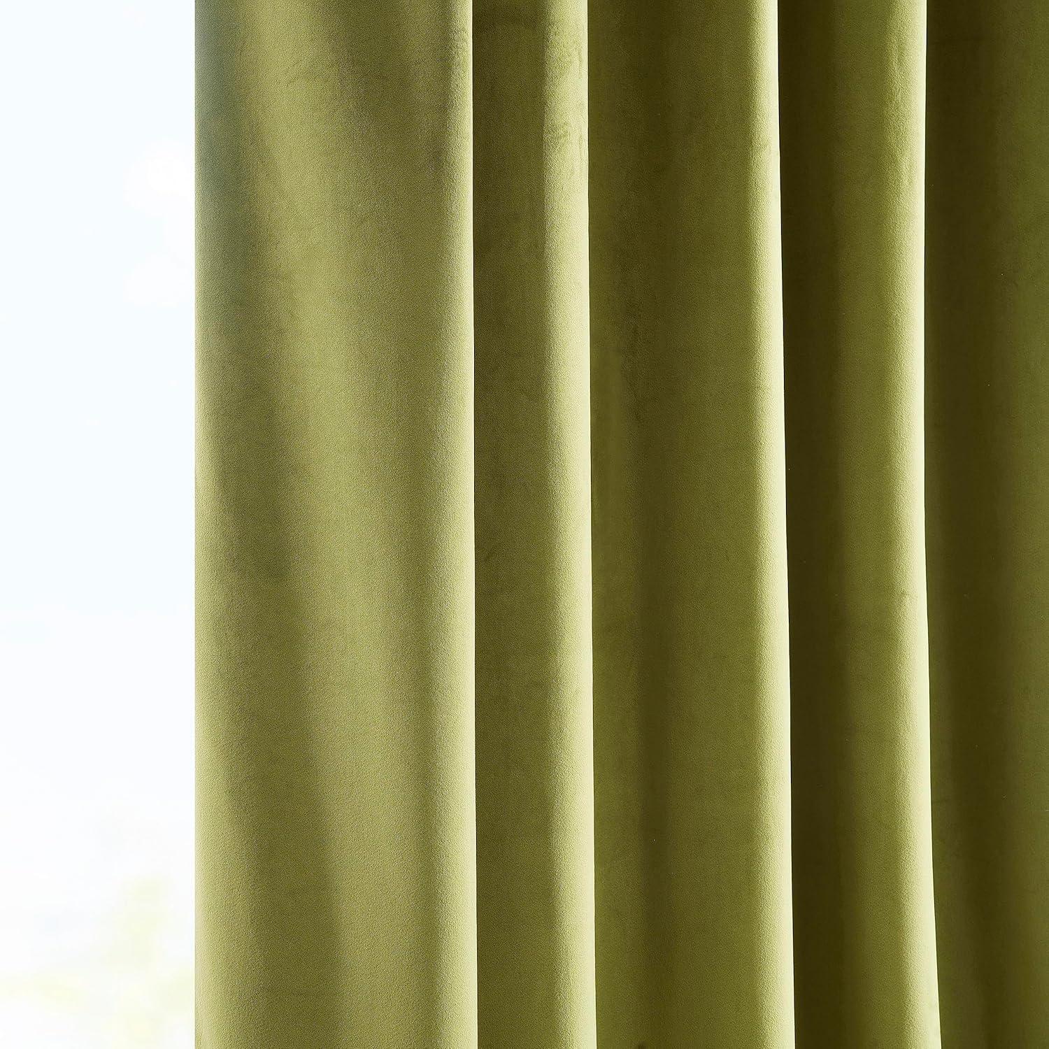 HPD Half Price Drapes Retro Green Heritage Plush Velvet Room Darkening Curtains for Bedroom & Living Room Curtains (1 Panel), Window Curtains 84 inches long, Rod Pocket Curtains & Drapes, 50W X 84L