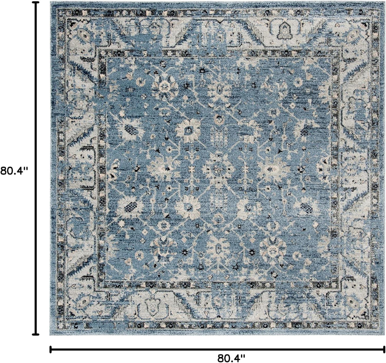 Safavieh  Charleston Sigrid Vintage Boho Oriental Rug Navy/Light Grey 6'7" x 6'7" Square 8' Square, 6' Square Indoor Living Room, Bedroom, Dining Room