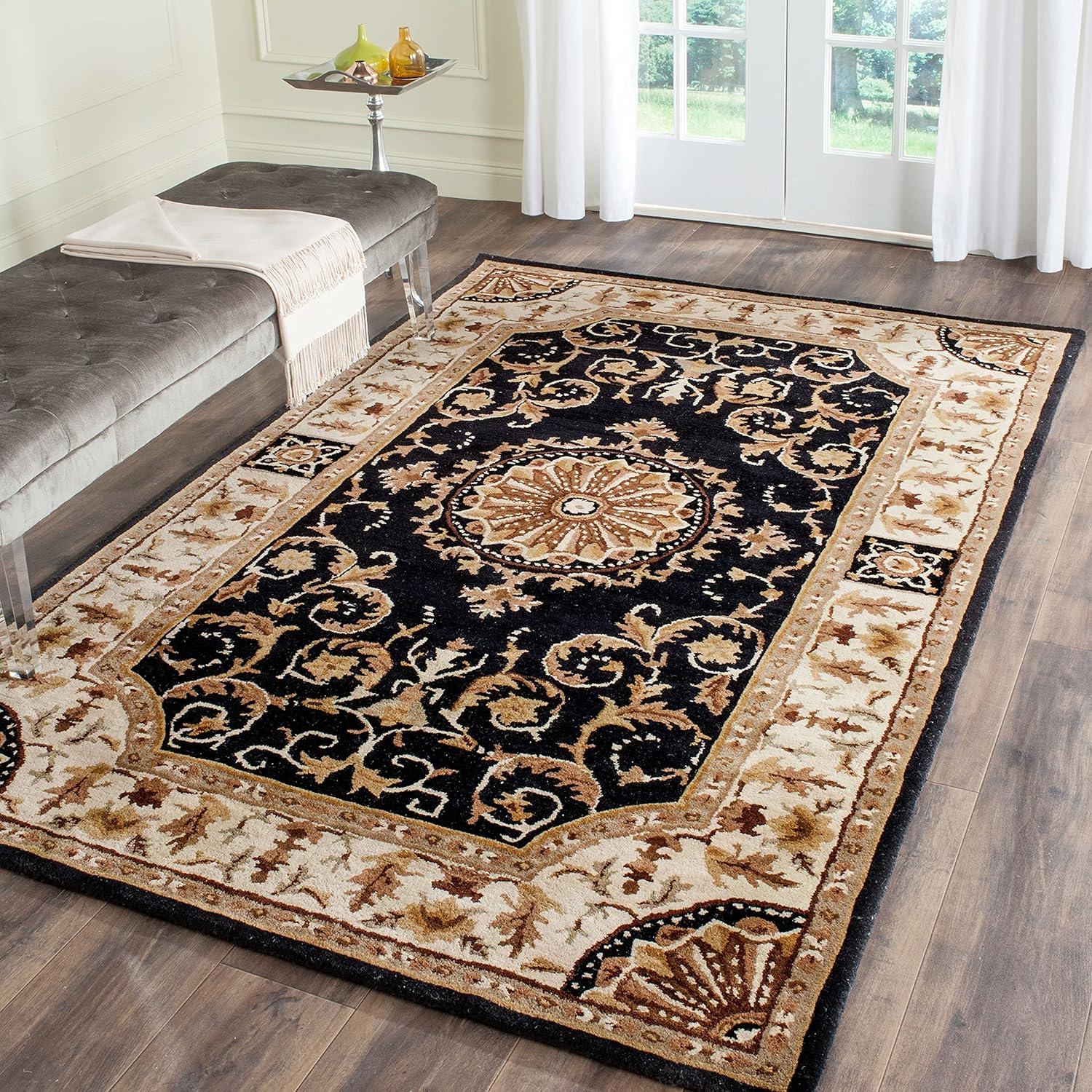 SAFAVIEH Empire Naira Oriental Wool Area Rug, Black/Ivory, 4' x 6'