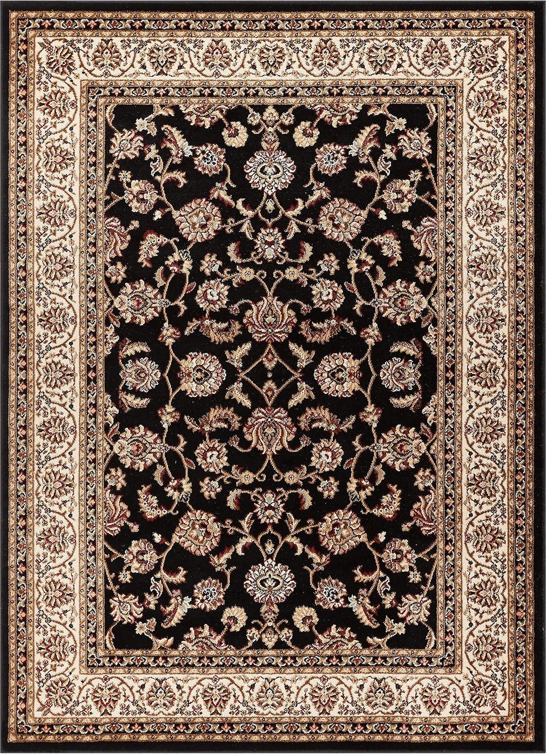 Barclay Black and Beige Synthetic Oriental Area Rug 7'10" x 9'10"