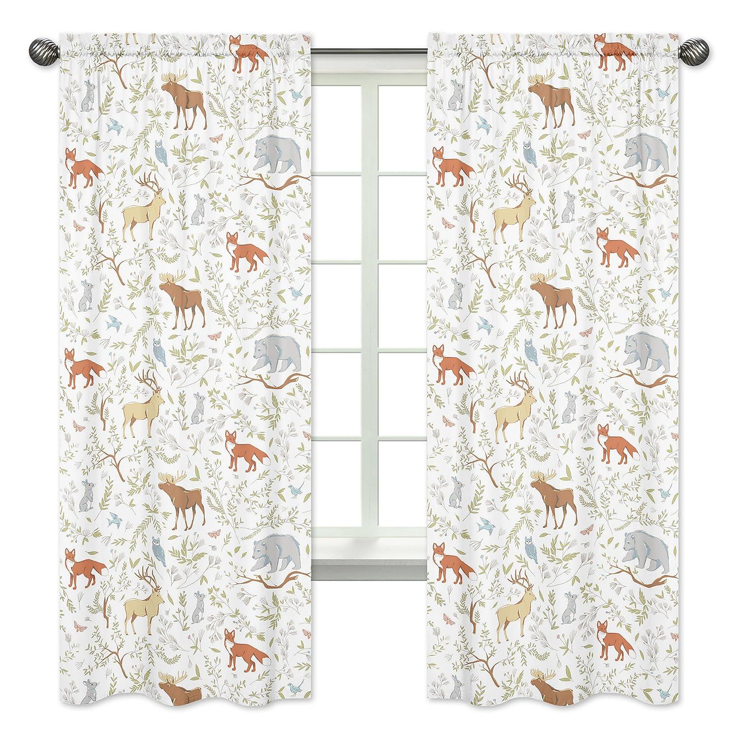 Woodland Toile Wildlife Semi-Sheer Rod Pocket Curtain Panels (Set of 2)