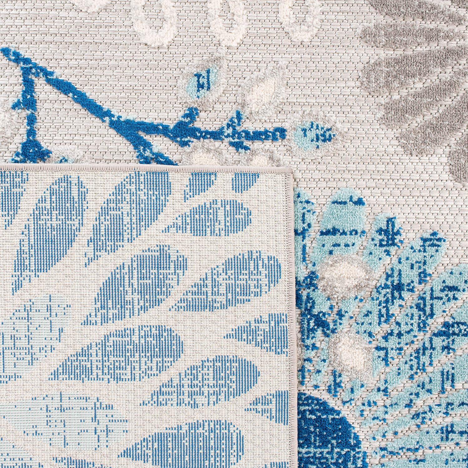 SAFAVIEH Cabana Garnet Floral Indoor/Outdoor Area Rug, Grey/Blue, 10' x 14'