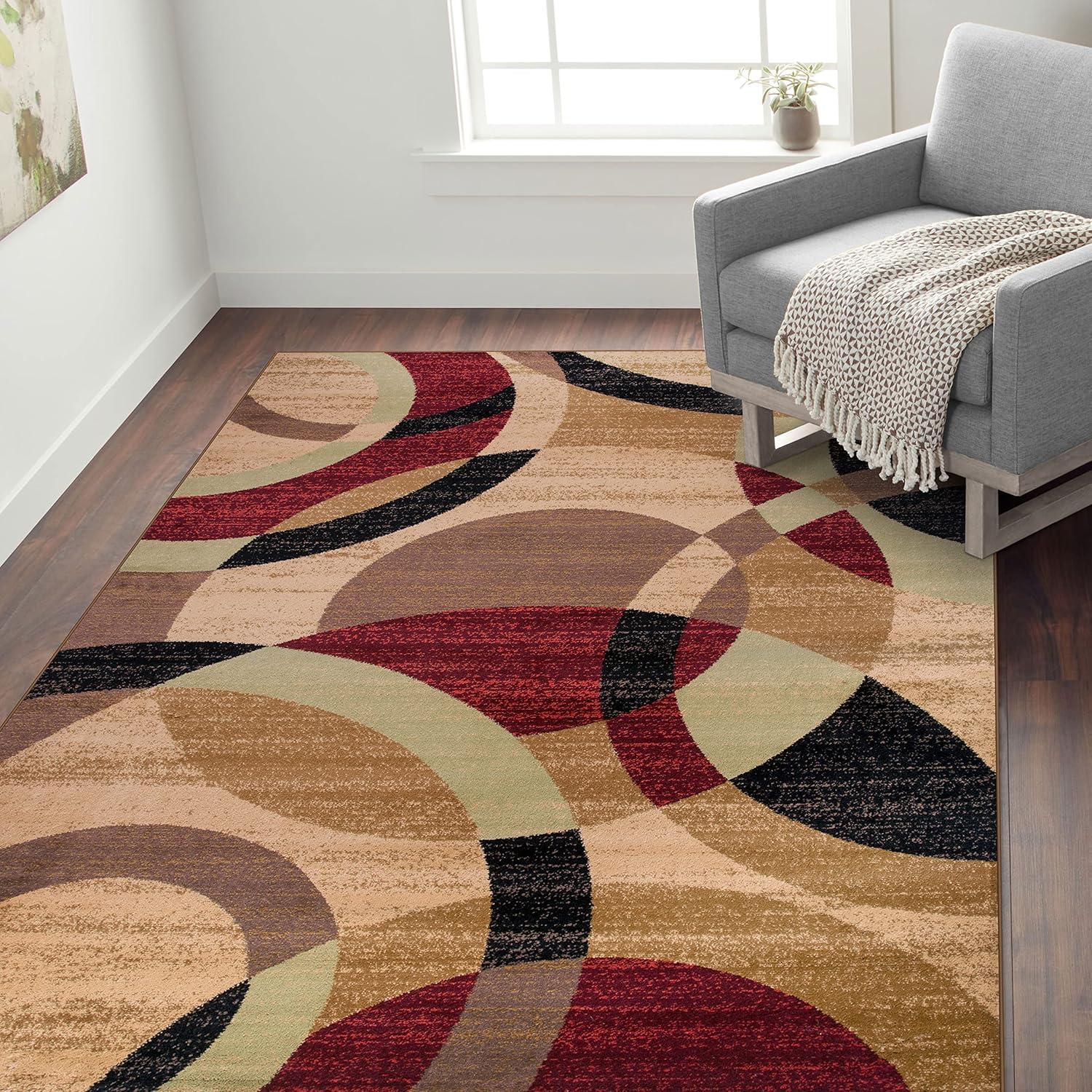 World Rug Gallery Geometric Circles Multi 7'10" x 10'2" Indoor Area Rug