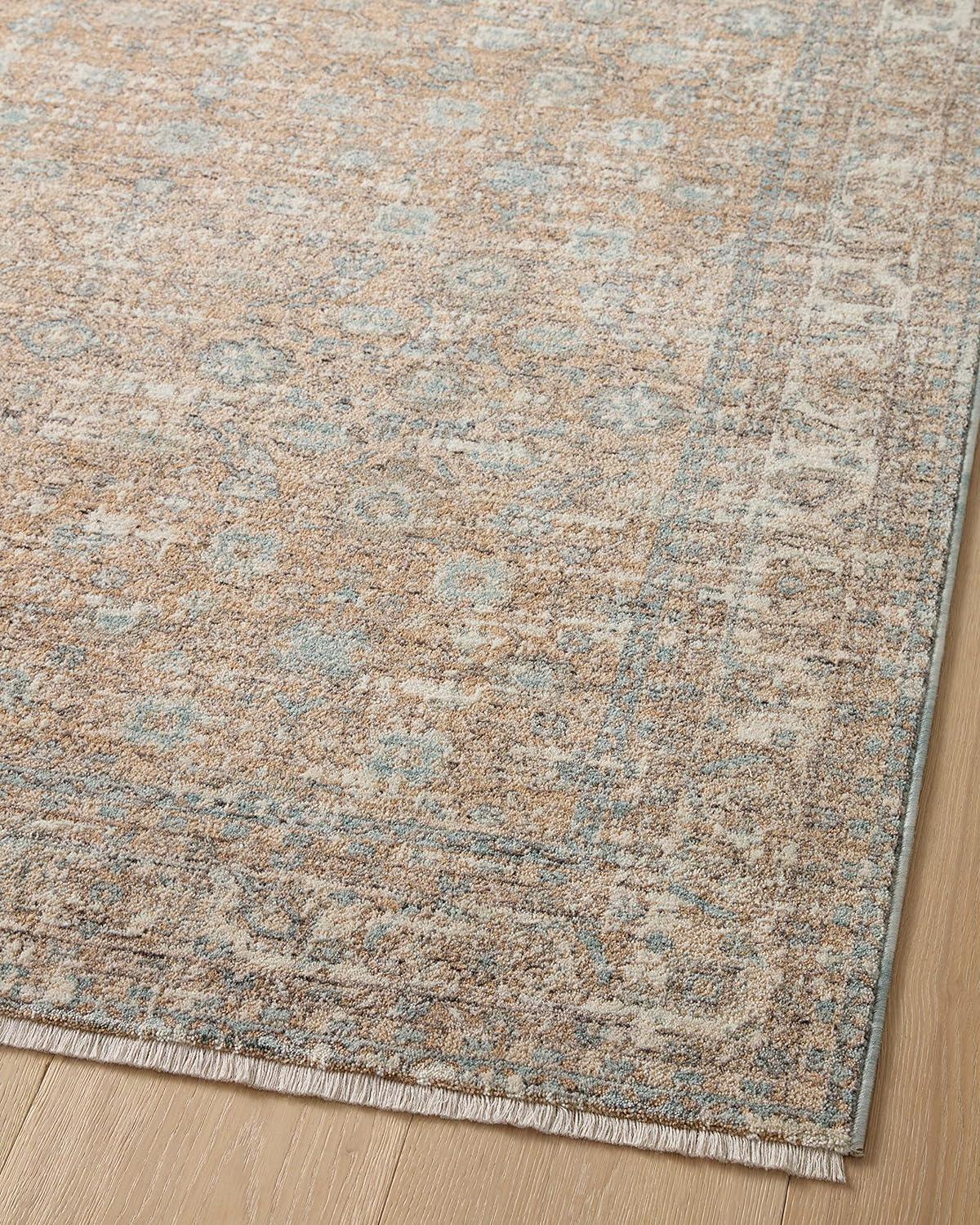 Angela Rose Traditional Sand/Sky 5'3" Round Synthetic Area Rug