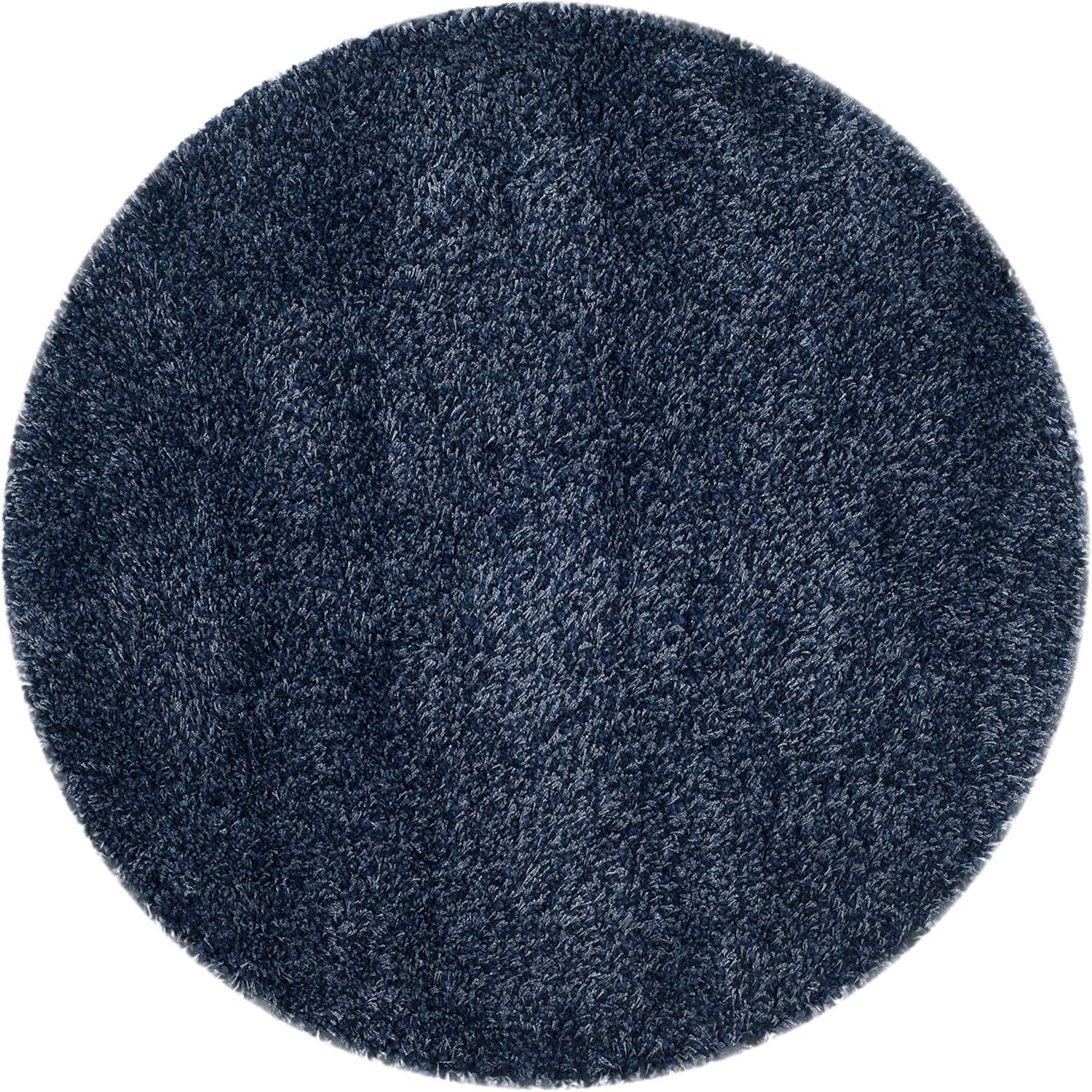SAFAVIEH California Solid Plush Shag Area Rug, Navy, 10' x 10' Round
