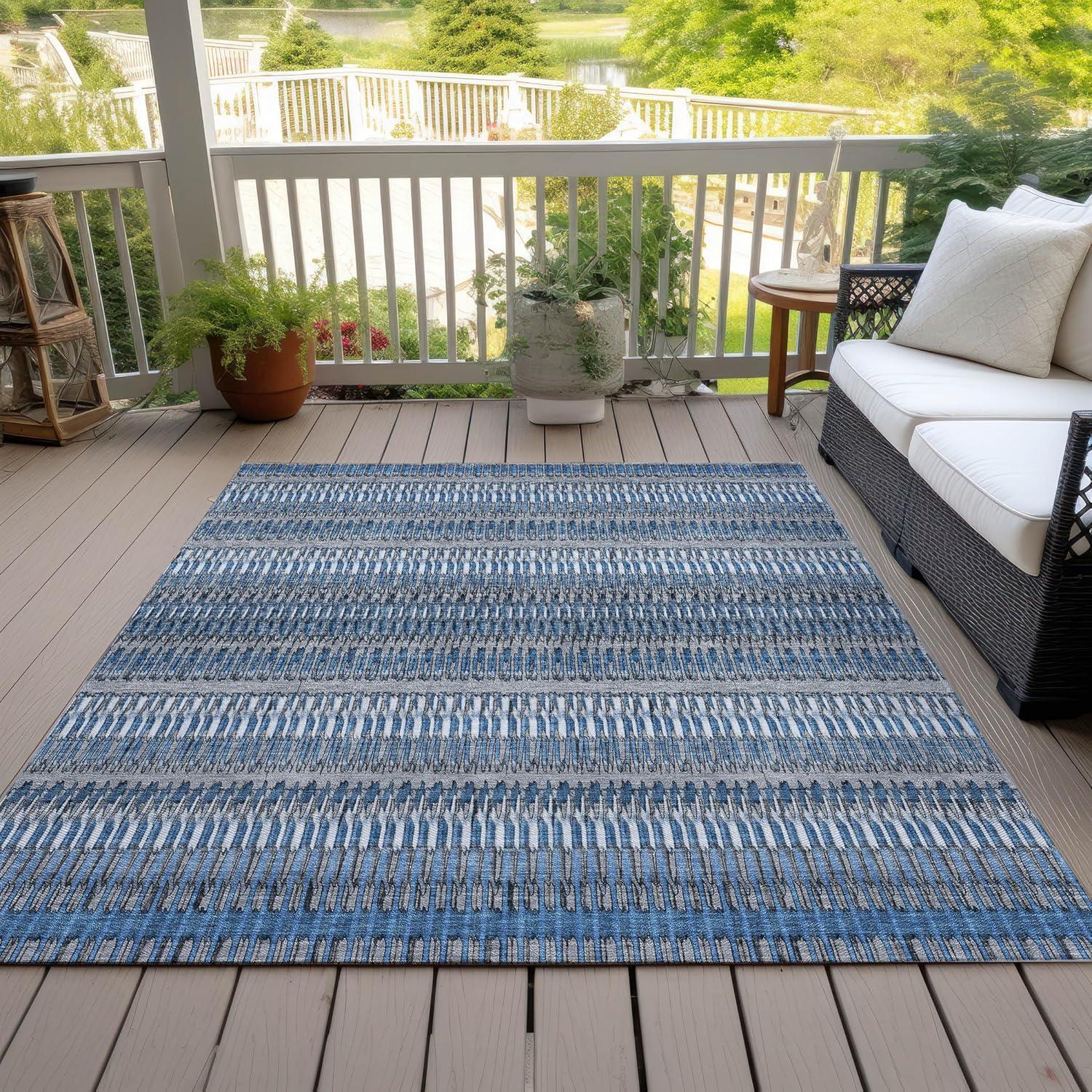 Addison Rugs Chantille ACN589 Blue 3' x 5' Indoor Outdoor Area Rug, Easy Clean, Machine Washable, Non Shedding, Bedroom, Living Room, Dining Room, Kitchen, Patio Rug