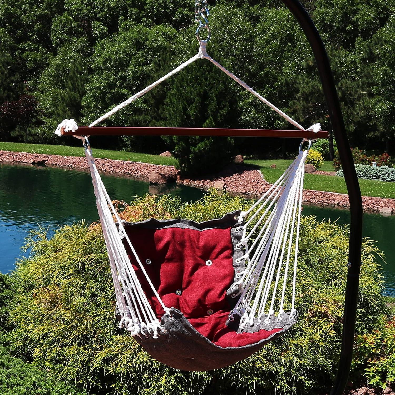 SunnyDaze Decor Victorian Tufted Polyester Hammock Hanging Chair with Cushion