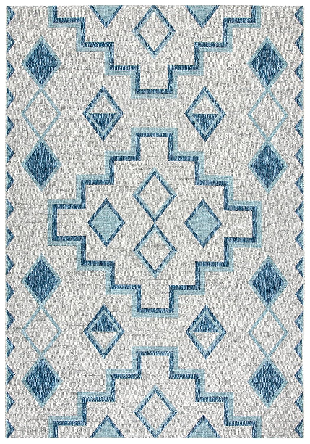 Courtyard CY8533 Power Loomed Indoor/Outdoor Area Rug - Grey/Aqua - 6'7"x9'6" - Safavieh.