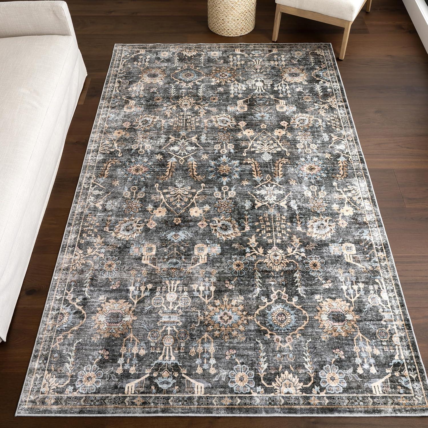 Nuloom Benica Multi Medallion Machine Washable Indoor Area Rug, 8' x 10', Greys