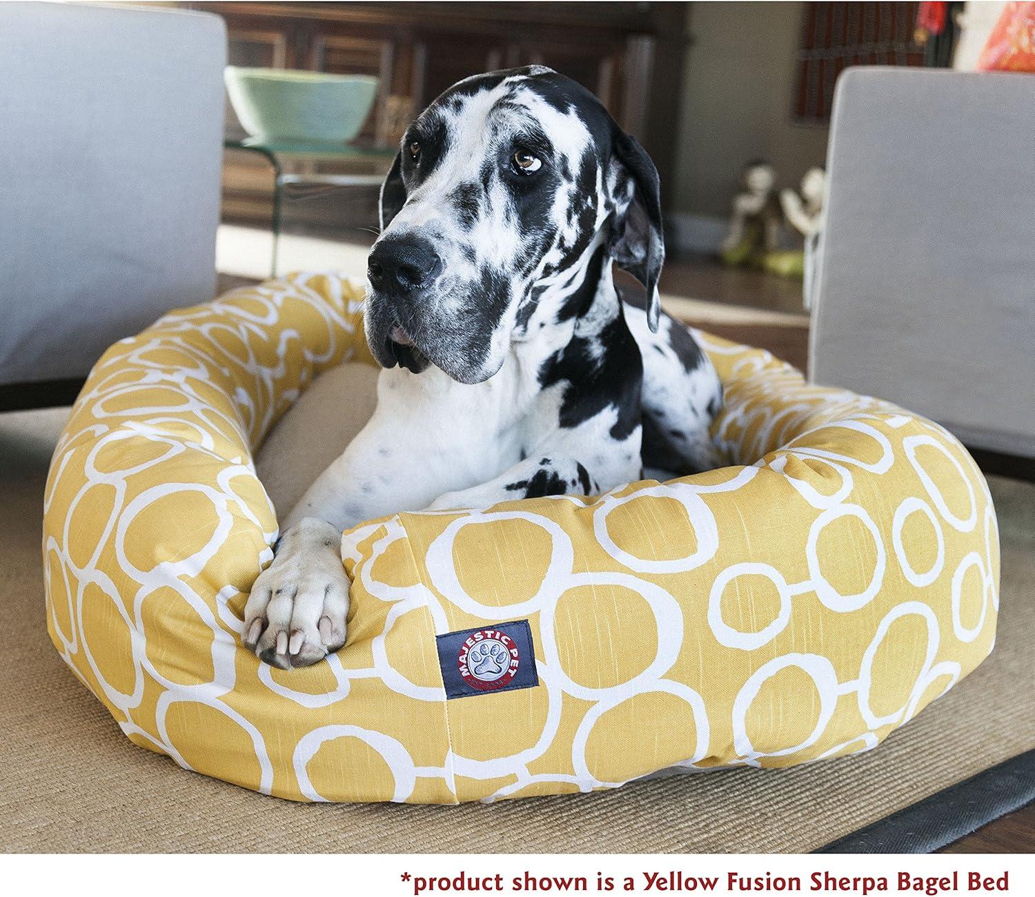 Medium Gray Sherpa Bagel Dog Bed with Waterproof Base