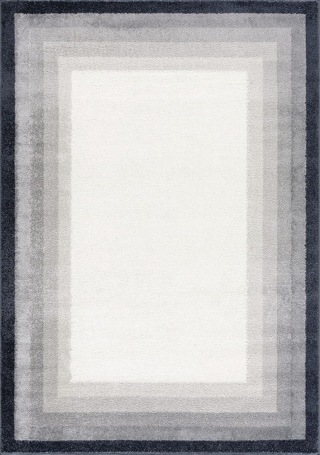 Abani Nuevo Collection Mid Century Modern 4' x 6' Cream Grey Faded Squares Area Rug