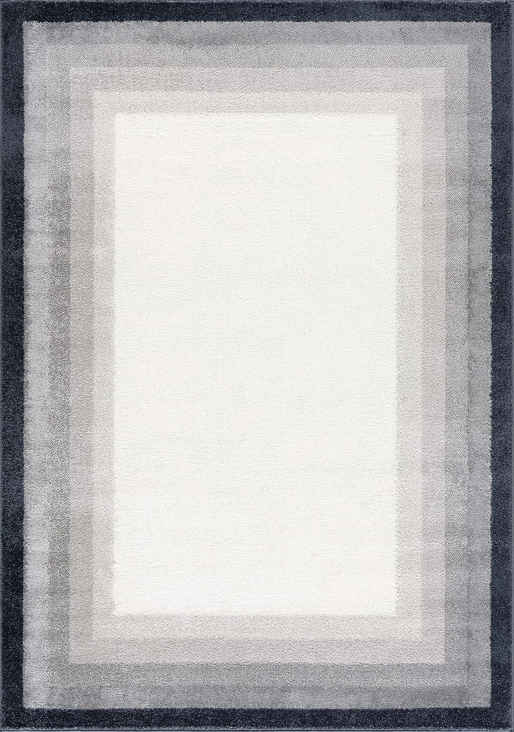 Abani Rugs Nuevo NUE180A Ivory Area Rug with Tonal Grey Border 7'9" x 10'2" - Cream