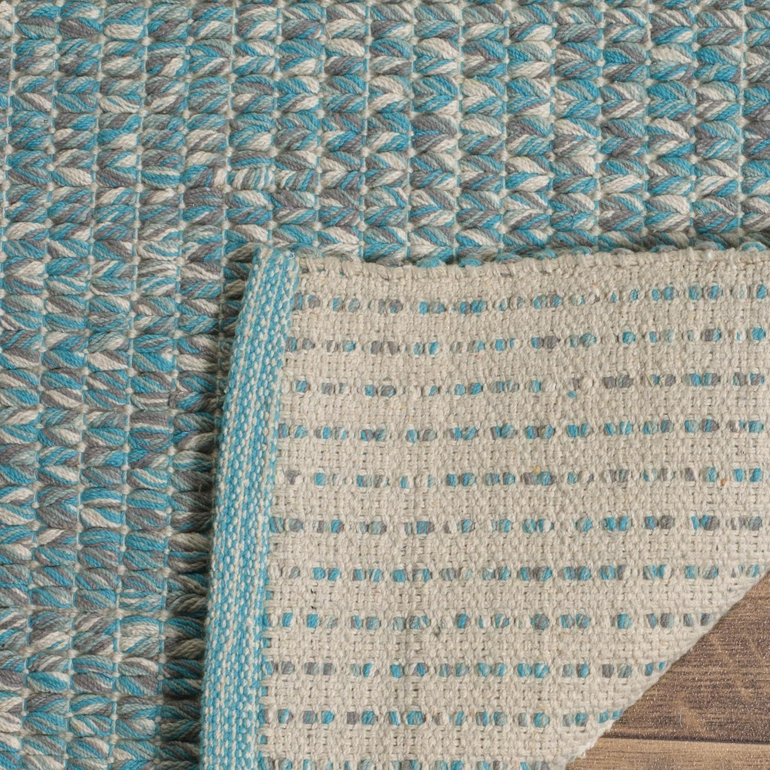 Alberta Abstract Handmade Flateweave Cotton Turquoise Area Rug