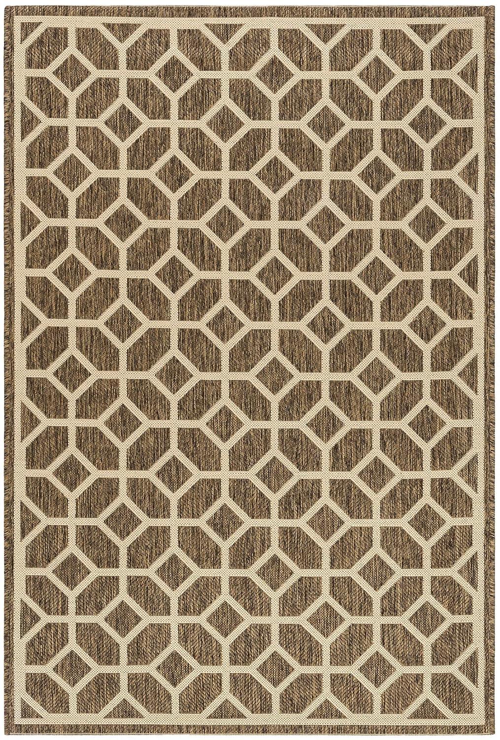 SAFAVIEH Beach House Kadri Geometric Indoor/Outdoor Area Rug, Beige/Cream, 2'2" x 4'