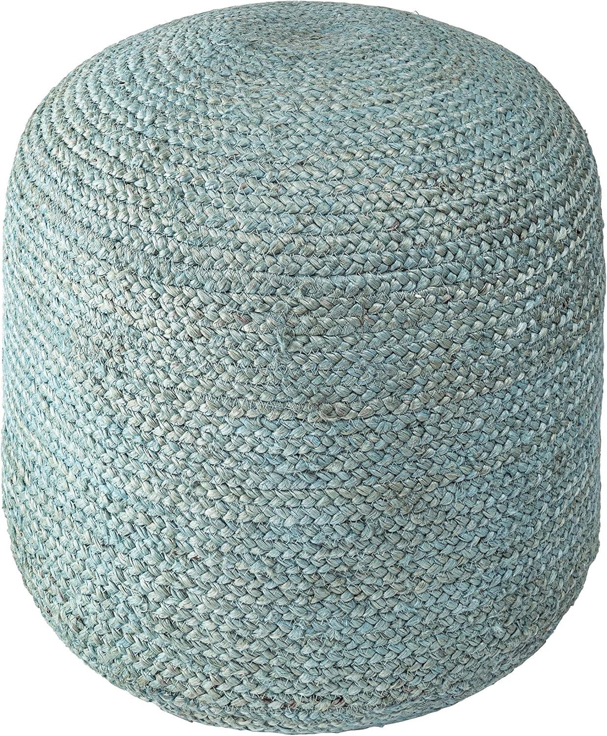 Brooklyn Rug Co  Bristol Braided Solid Jute Ottoman Pouf Green