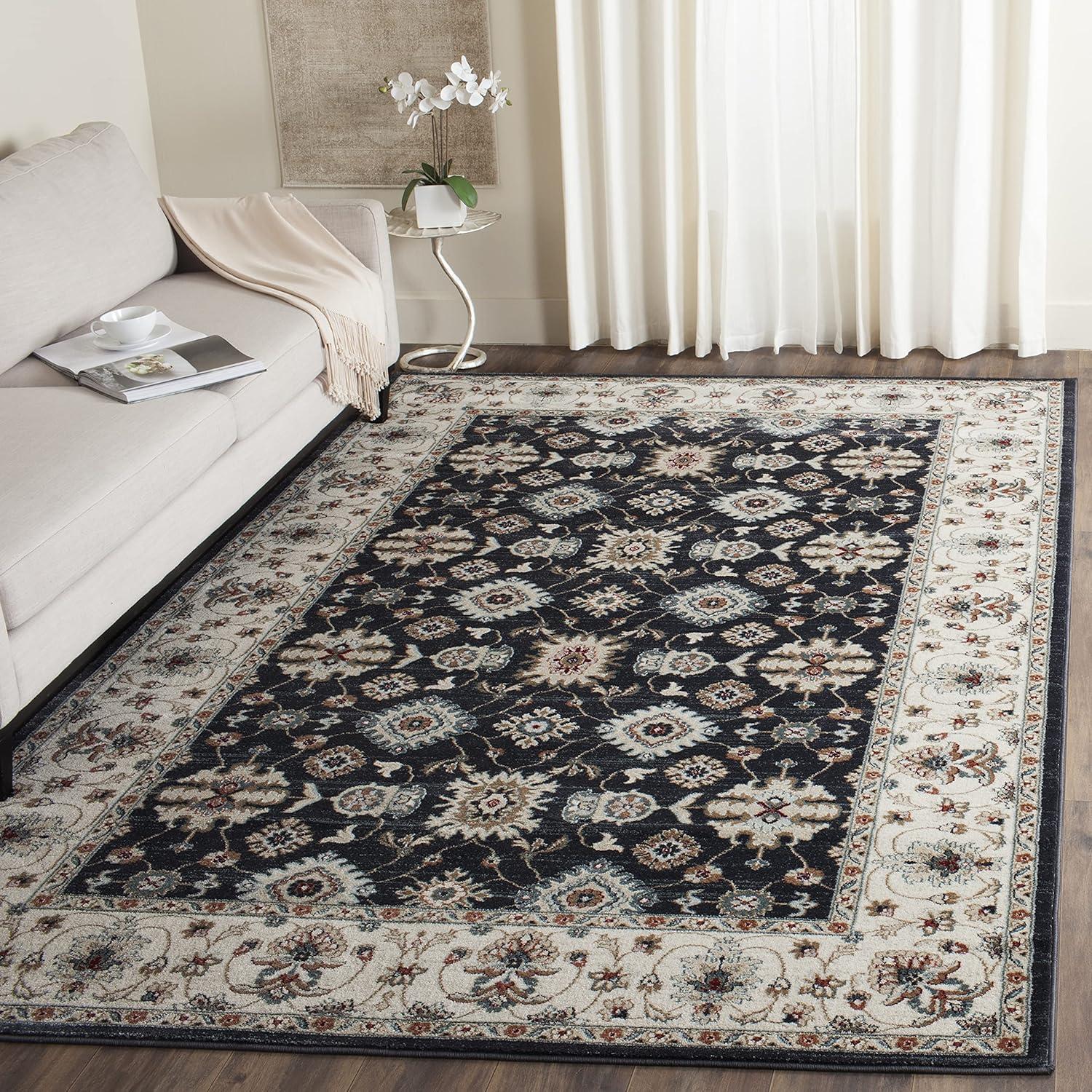 Lyndhurst LNH332 Power Loomed Area Rug - Navy/Cream - 7'x7' - Safavieh.