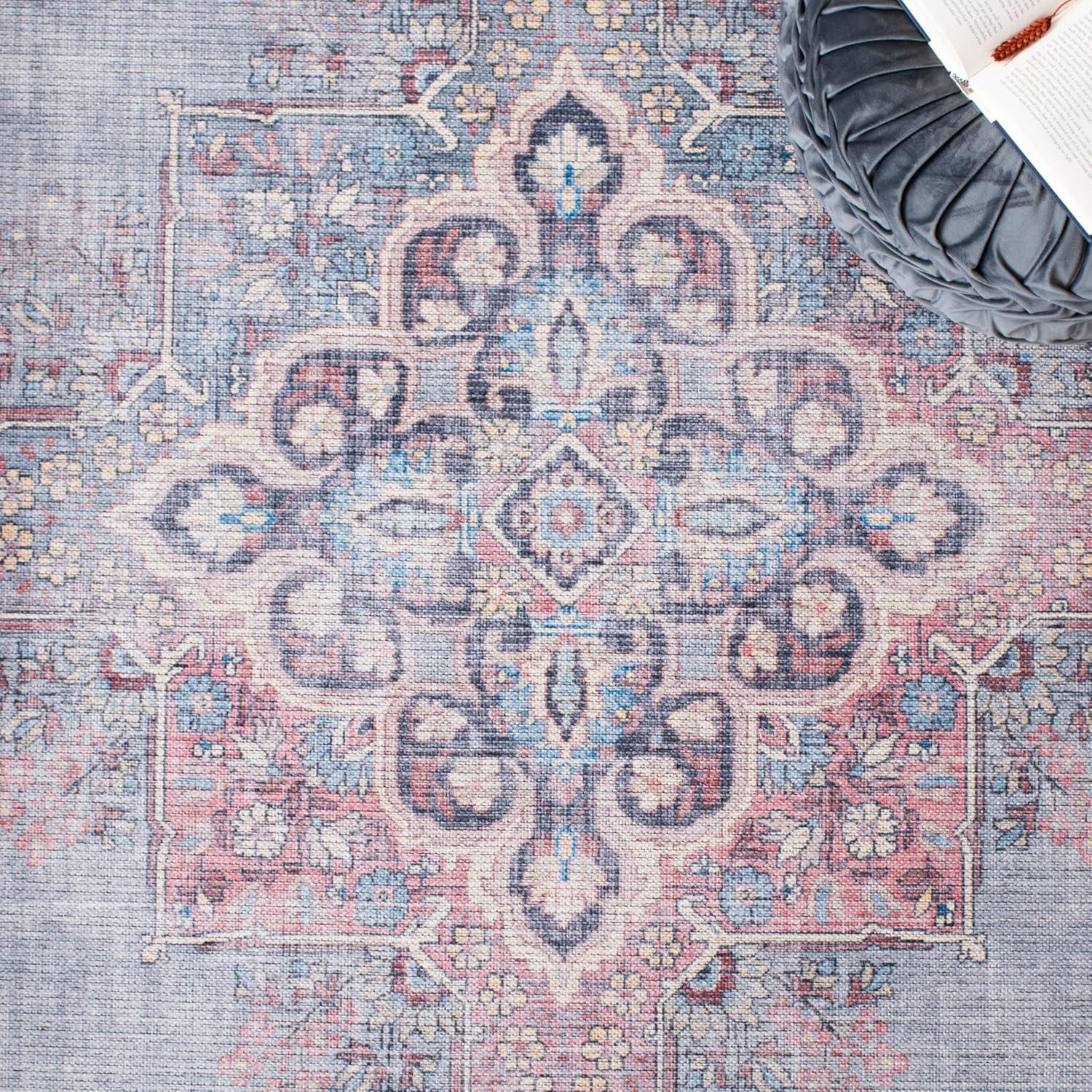Serapi SEP580 Power Loomed Machine Washable Skid-Resistant Indoor Area Rug - Ivory/Blue - 5'3"x7'6" - Safavieh