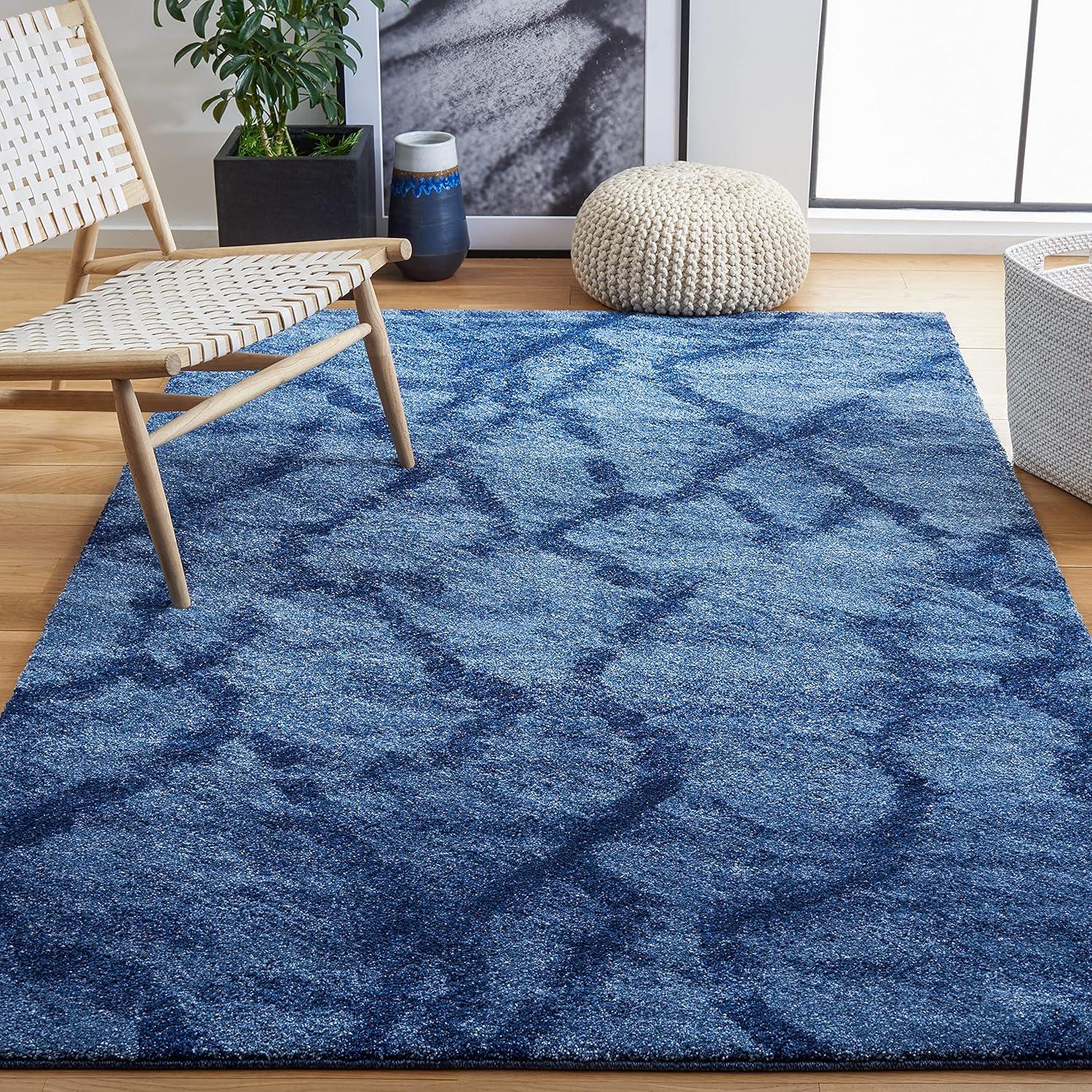 Retro RET2144 Power Loomed Indoor Area Rug - 5'3"x8' - Blue/Dark Blue - Safavieh