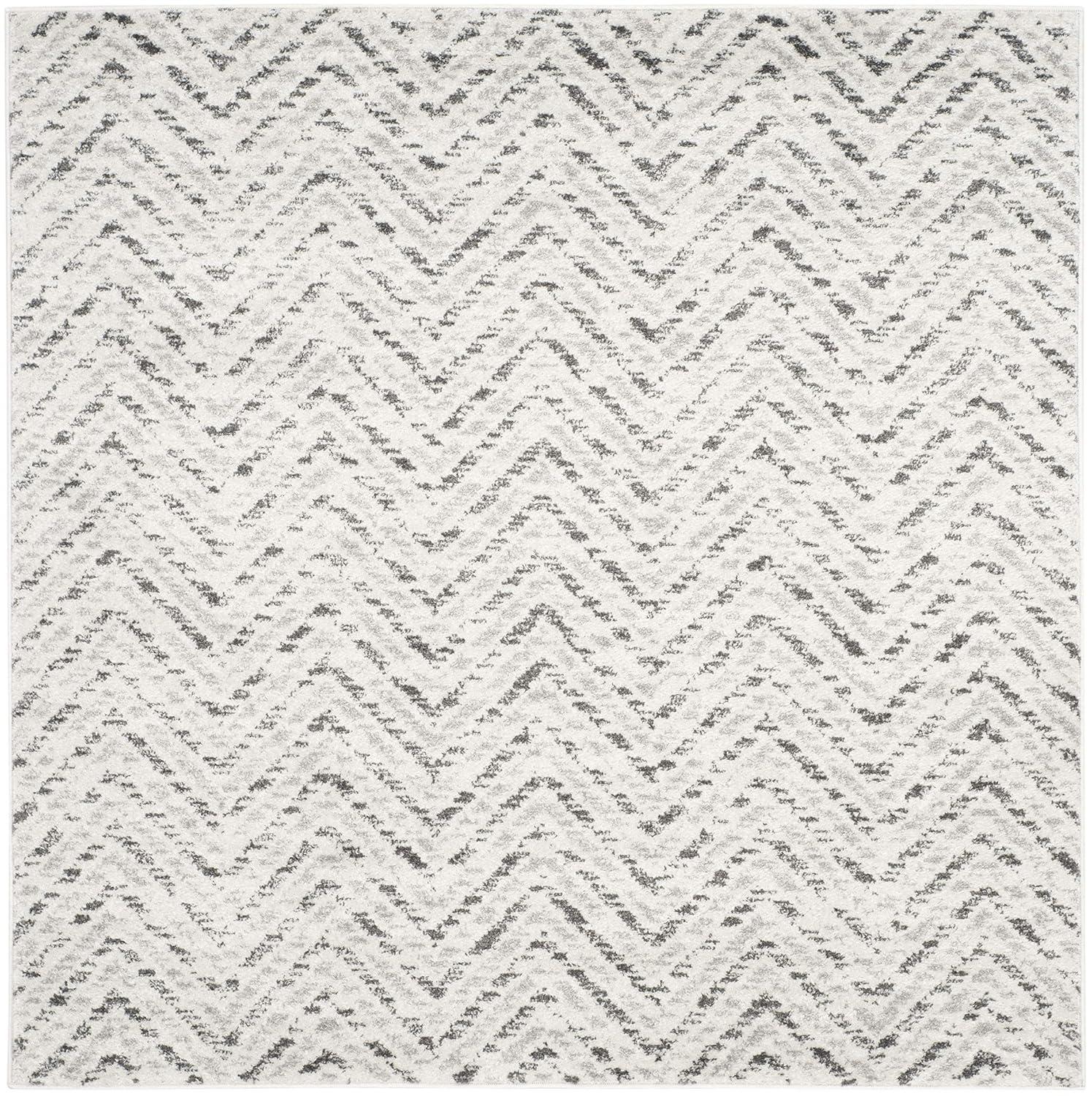 Adirondack ADR104 Power Loomed Area Rug - Ivory/Charcoal - 6'x6' - Safavieh.