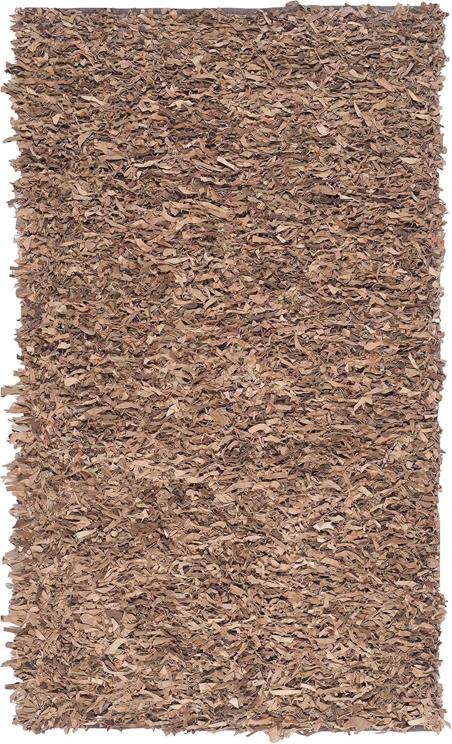 SAFAVIEH Mariam Leather Shag Area Rug, Brown, 8' x 10'