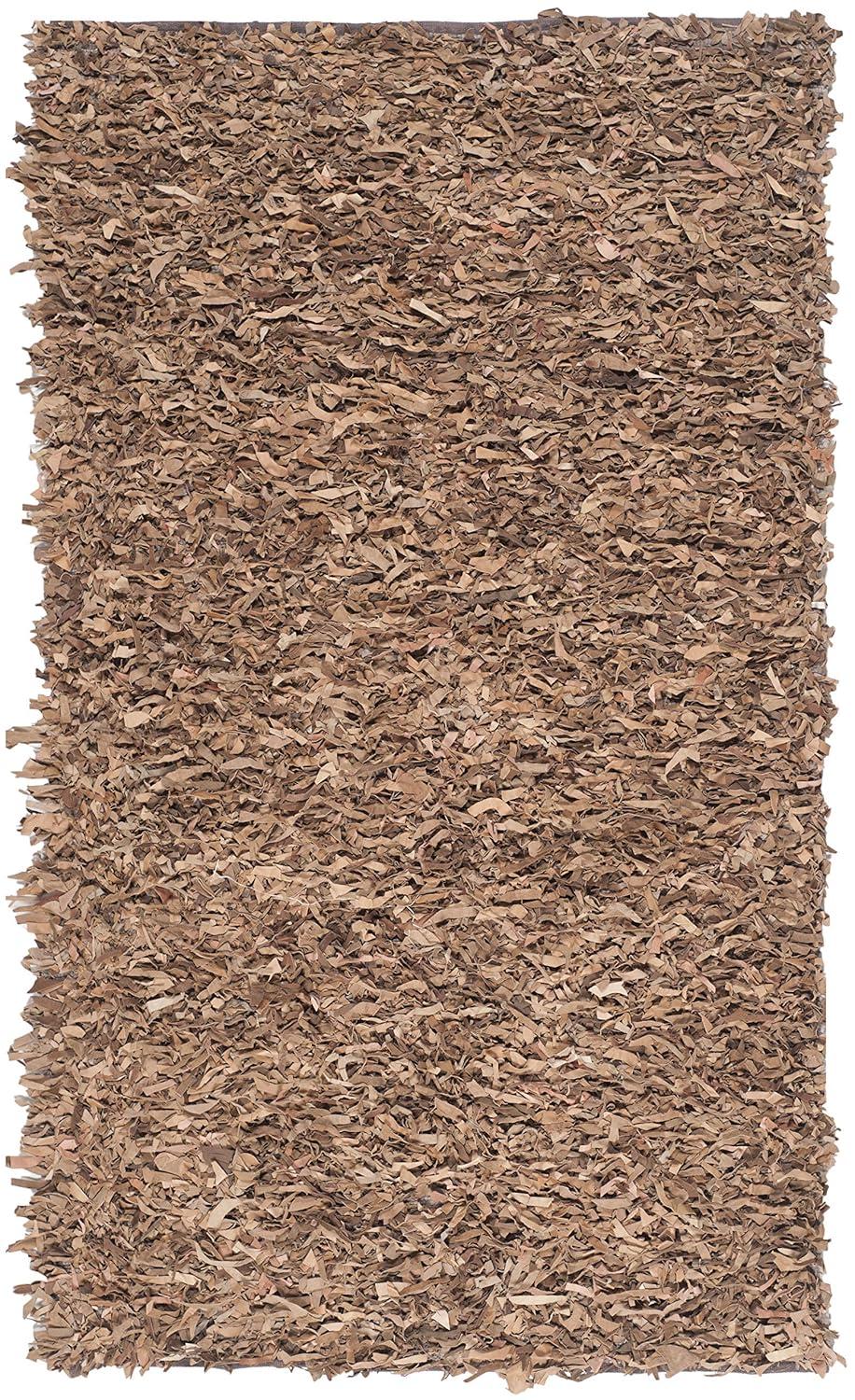 Leather Shag LSG511 Handwoven Area Rug - Black - 8'x10' - Safavieh
