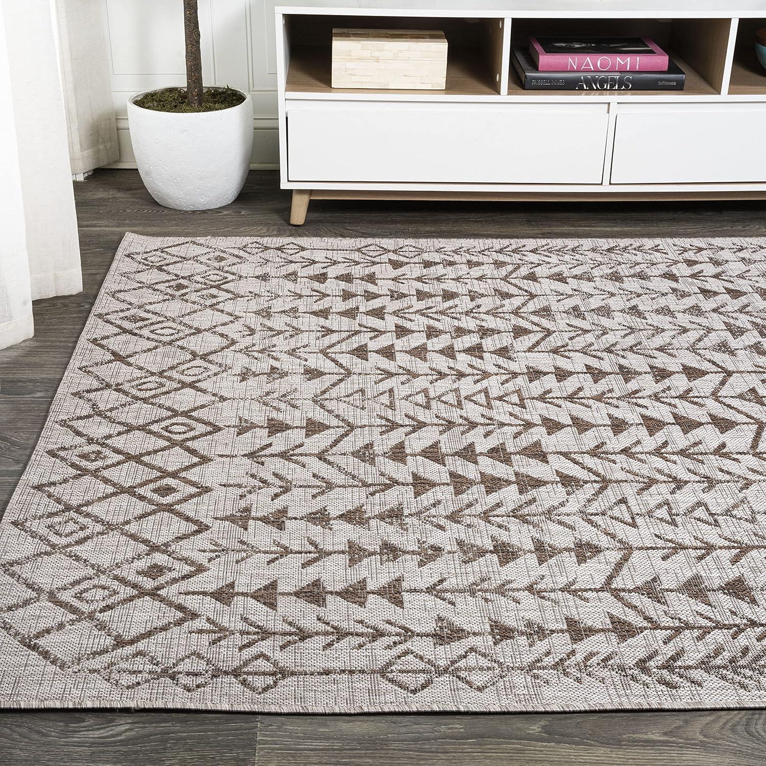 3'x5' Tokay Bohemian Geometric Indoor/Outdoor Area Rug, Beige/Brown - JONATHAN Y