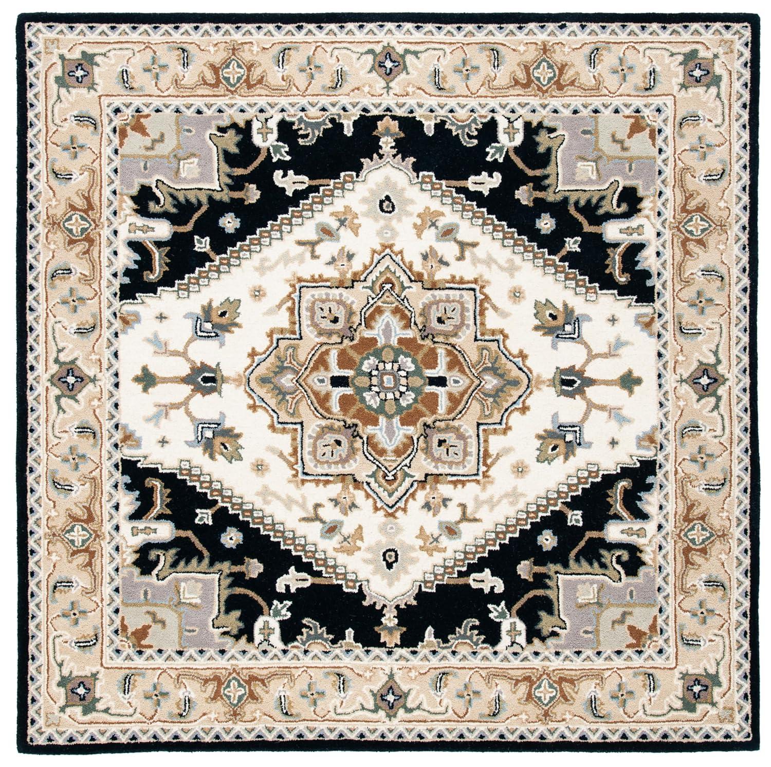 Heritage HG625 Handmade Area Rug - 4'x4' - Black/Gold - Safavieh