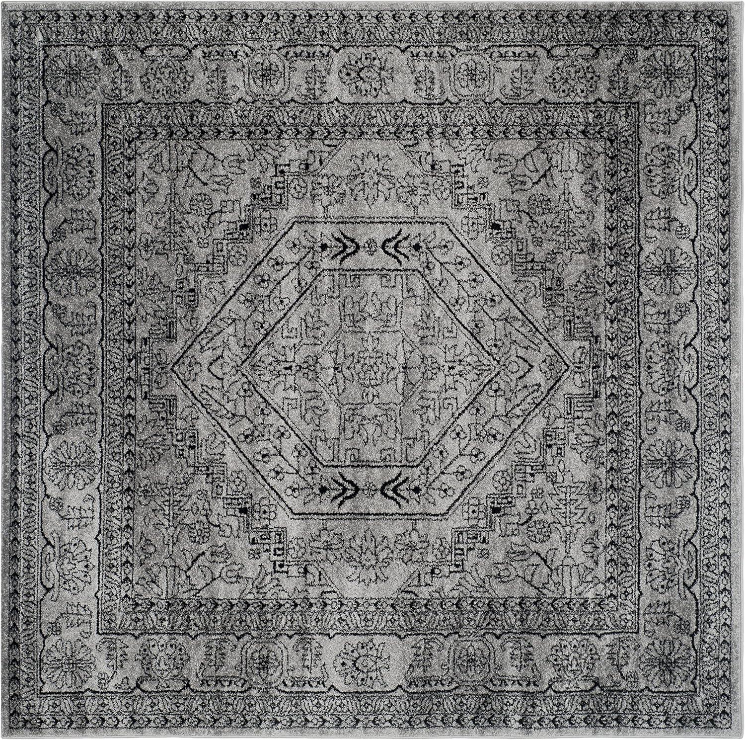Adirondack ADR108 Power Loomed Area Rug - Silver/Black - 10'x10' - Safavieh.