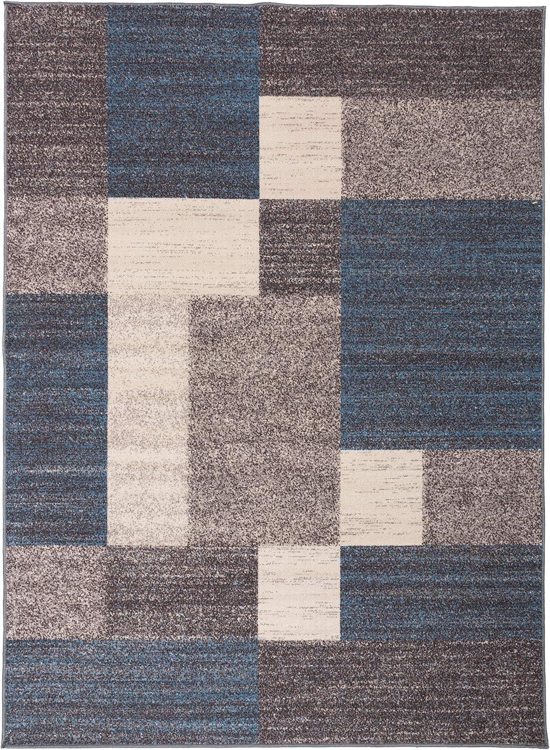 World Rug Gallery Modern Boxes Design Non-slip (Non-skid) Area Rug