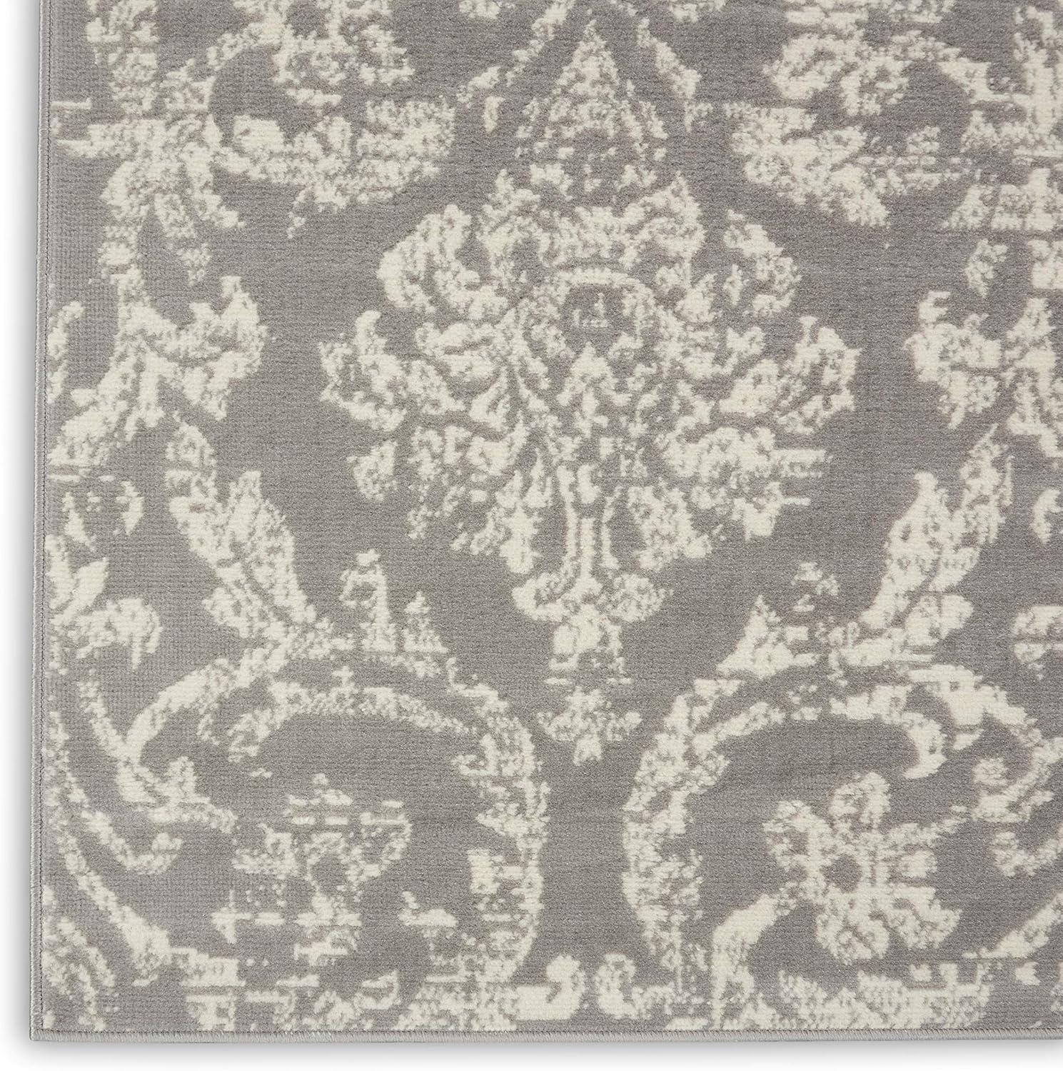 Nourison Jubilant 7'10" x 9'10" (8' x 10') Grey Area Rug Farmhouse Vintage Damask by Nourison