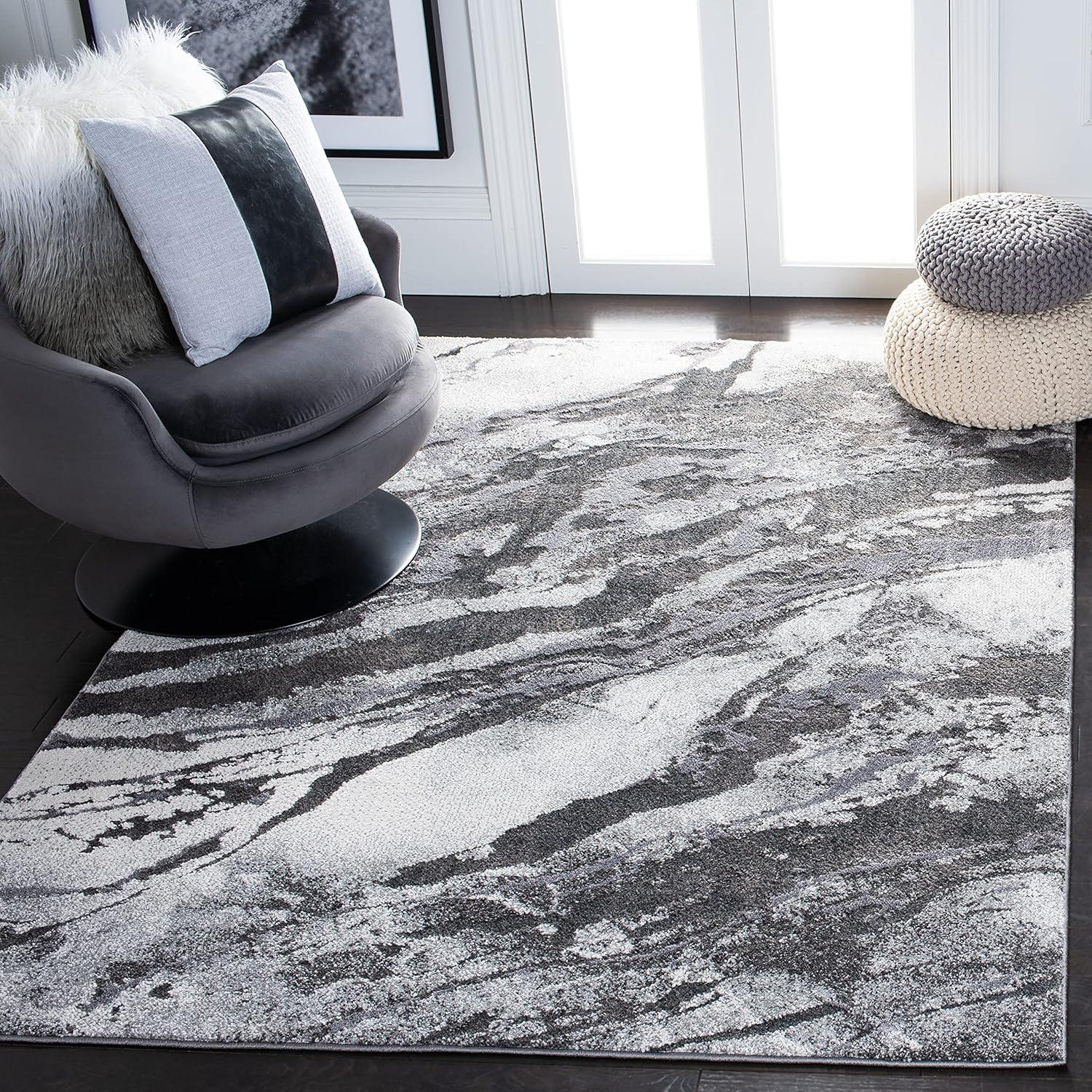 Pacific PFC865 Power Loomed Indoor Accent Rug - 4'5"x6'5" - Dark Grey/Light Grey - Safavieh