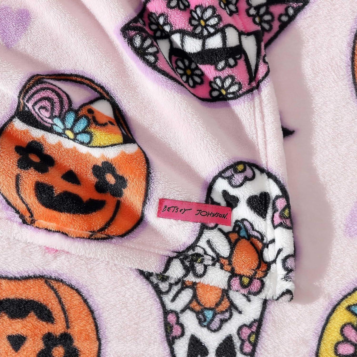 Betsey Johnson Retro Halloween - Pink 50" X 70" Throw Blanket