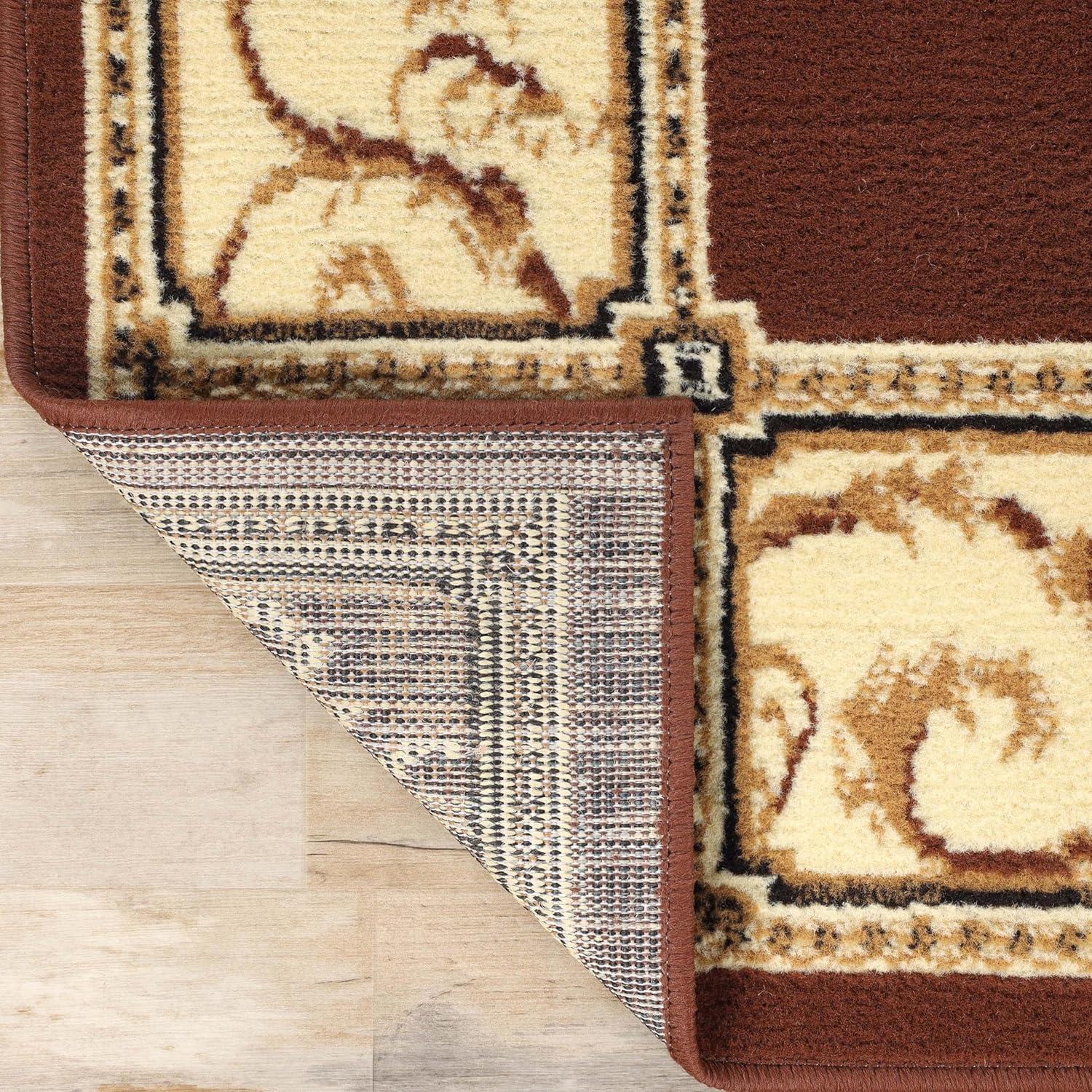 Superior Classic Elegant Floral Medallion Power-Loomed Indoor Area Rug, Toffee, 6' x 9'