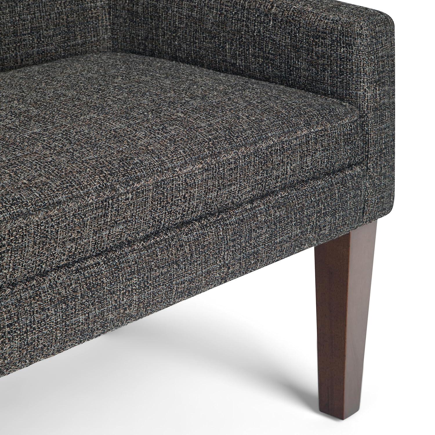 Simpli Home Parris 50"W Upholstered Contemporary Fabric Entryway Bench with Low-Profile Back and Swooped Arms