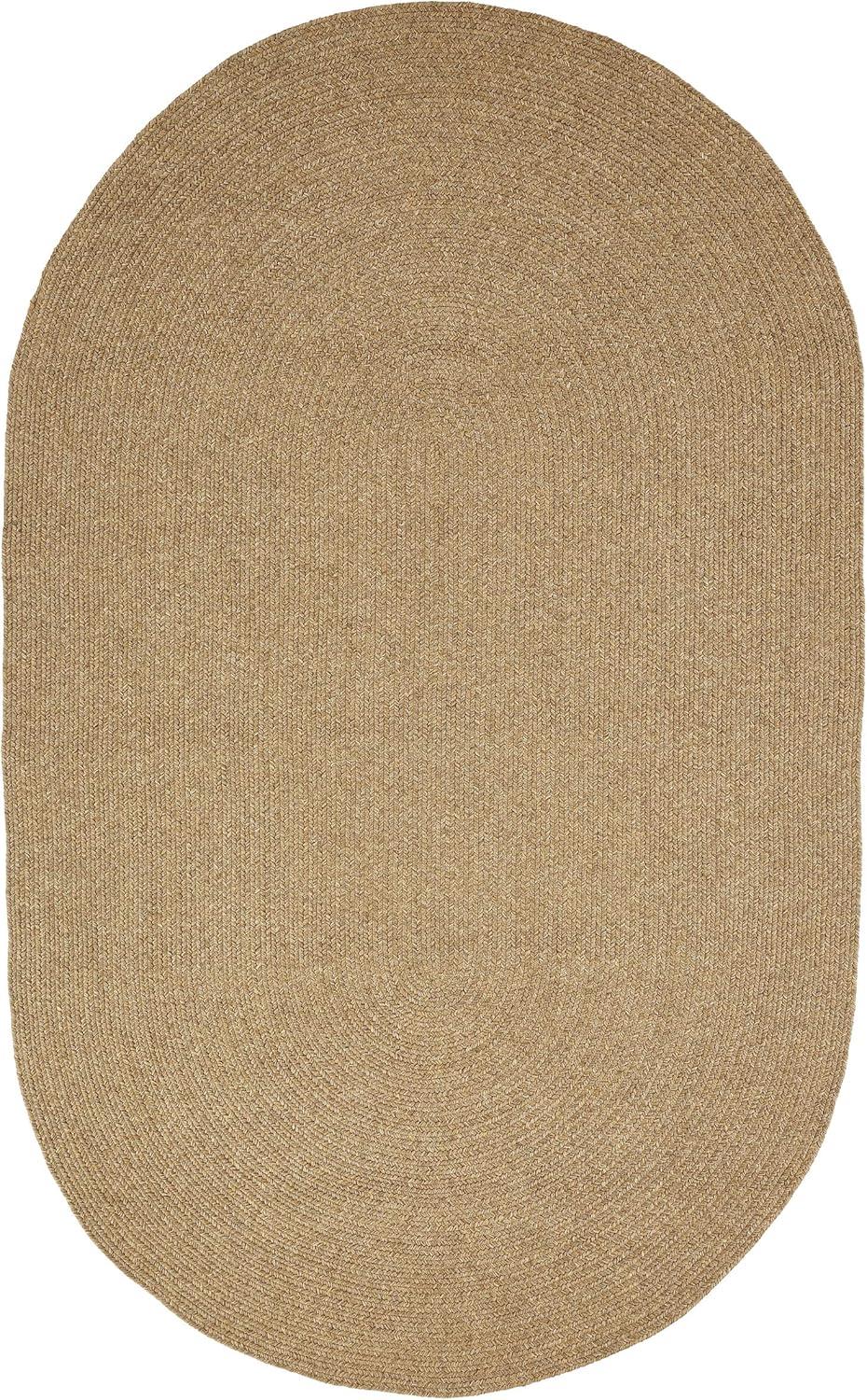 Latte Braided Oval Synthetic Easy-Care Area Rug, 5' x 8'