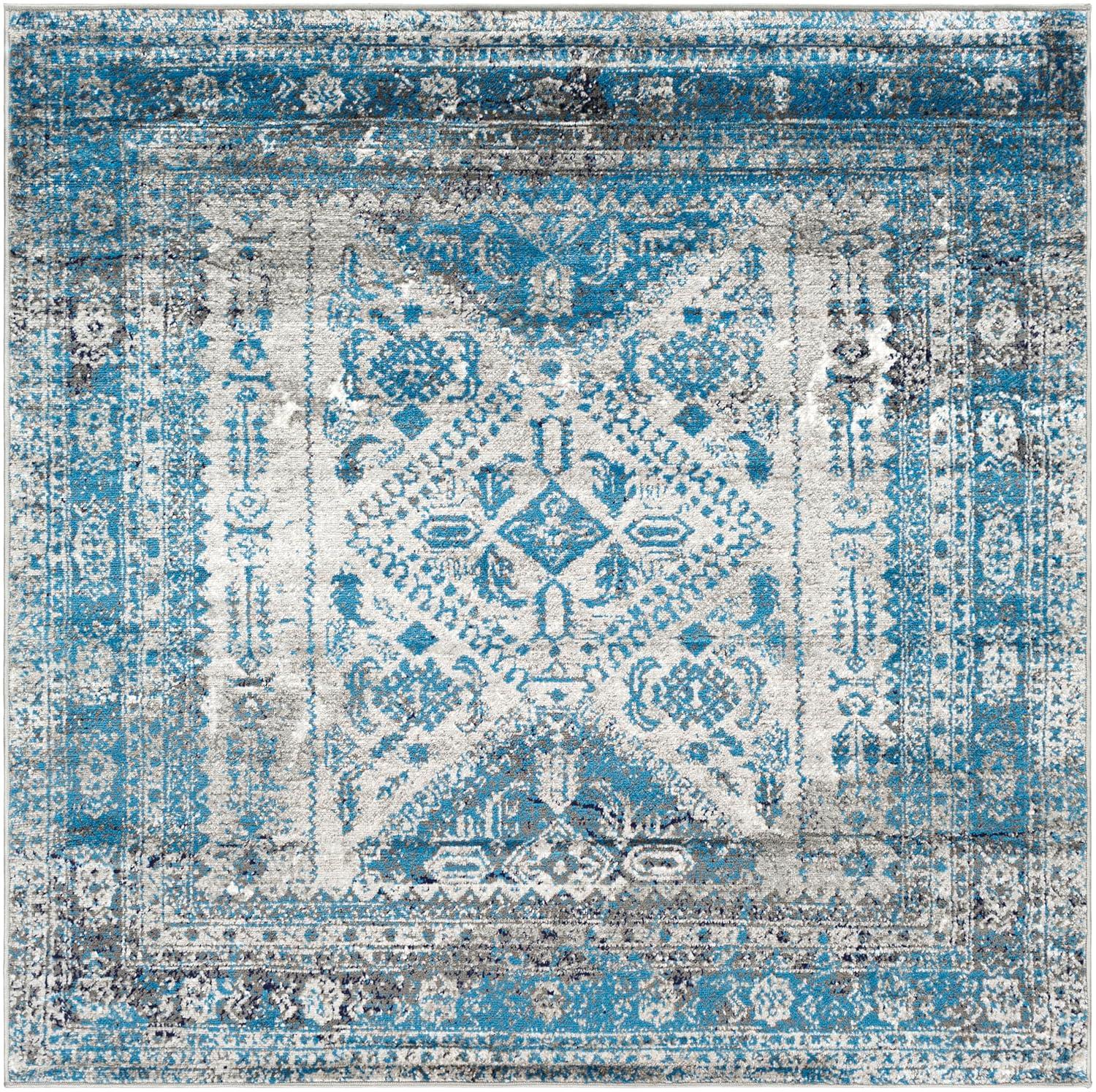 Livabliss 5'3"x5'3" Square Melissa Traditional Rugs Gray