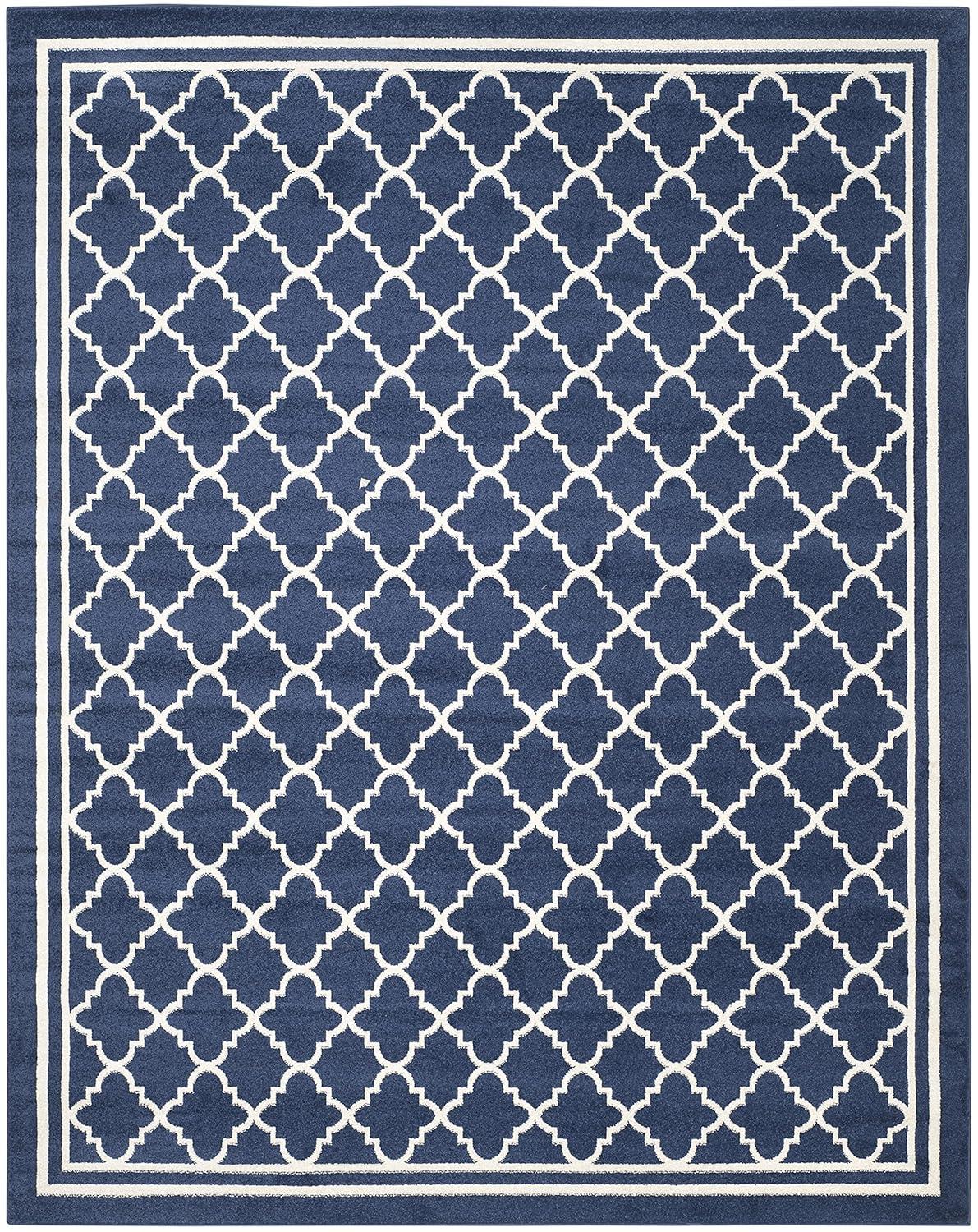 Amherst AMT422 Power Loomed Indoor Area Rug - Navy/Beige - 8'x10' - Safavieh