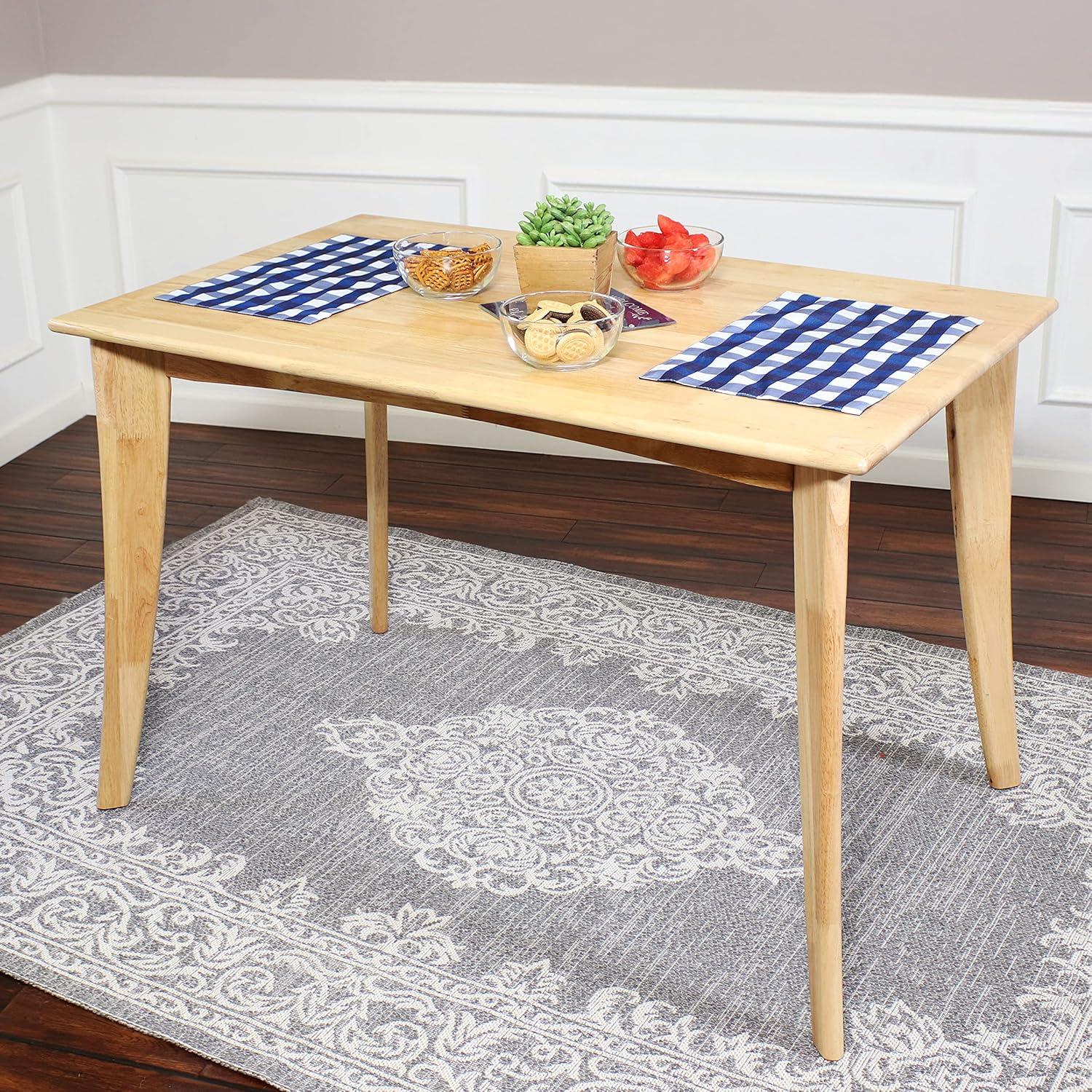 Sunnydaze Indoor 4-Foot Solid Rubberwood Rectangular Dining Table - Natural