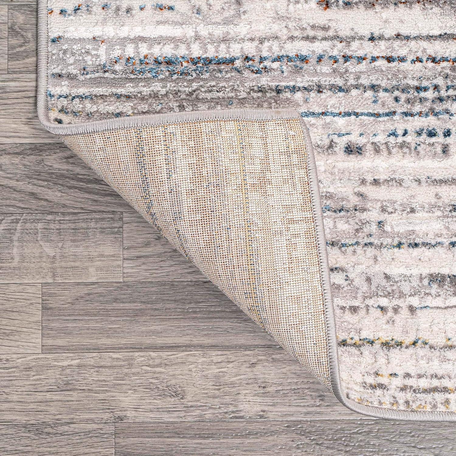 JONATHAN Y Loom Modern Strie'  Gray/Blue/Orange 3 ft. x 5 ft. Area Rug