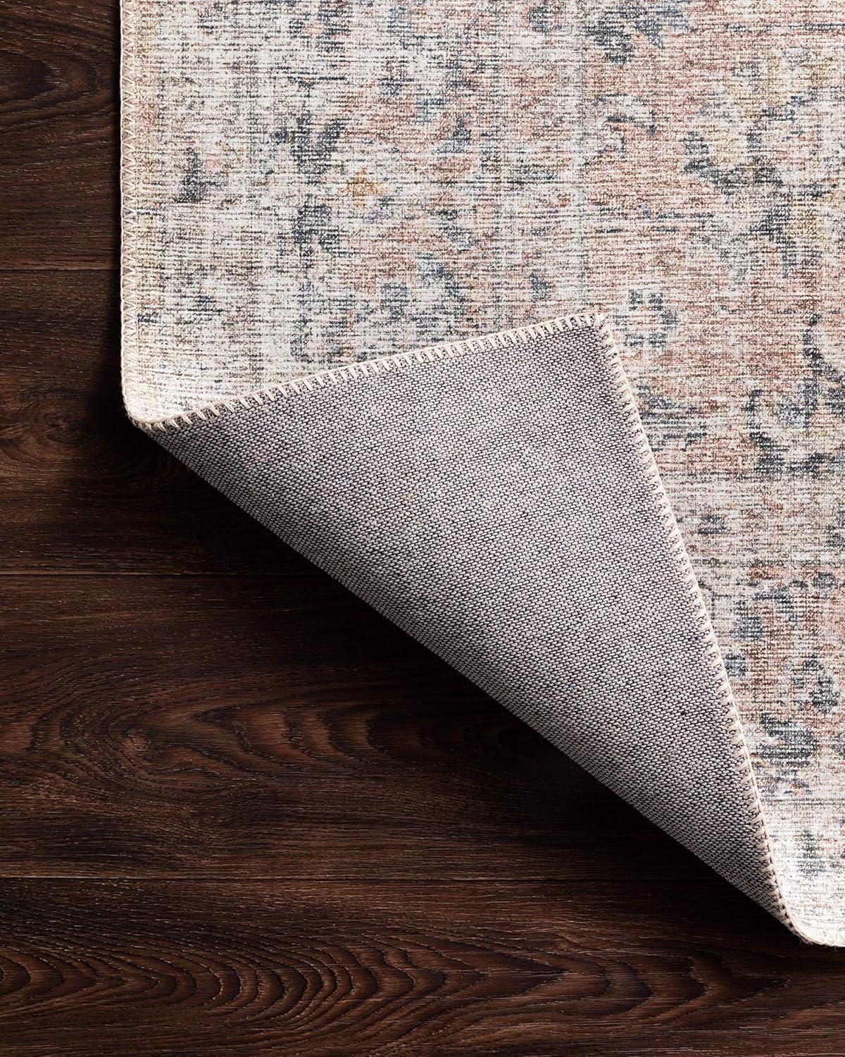 Blush and Grey Oriental Wool and Synthetic Runner Rug