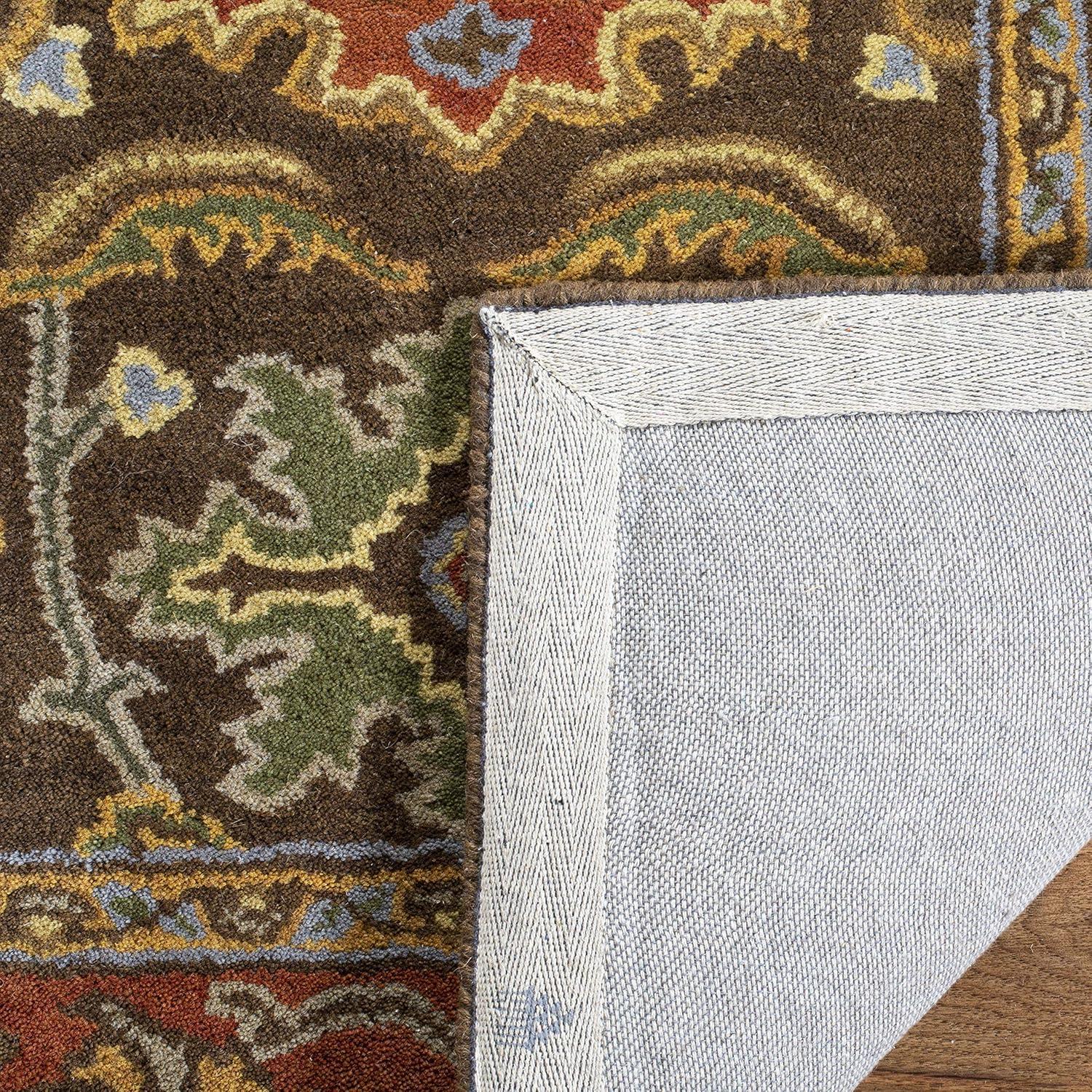 SAFAVIEH Heritage Giles Traditional Wool Area Rug, Chocolate/Tangerine, 4' x 6'