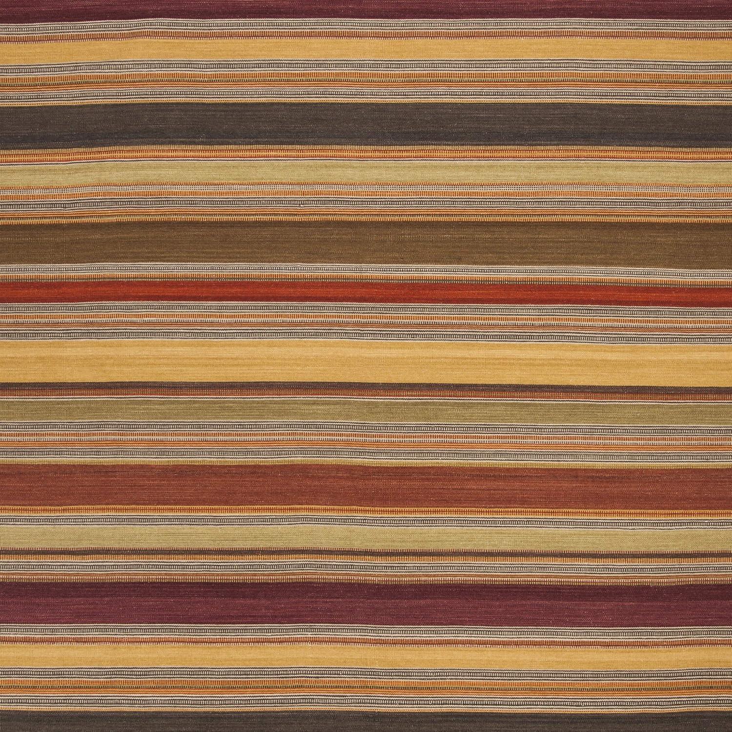 Handmade Red and Gold Striped Wool Area Rug, 8' x 10'