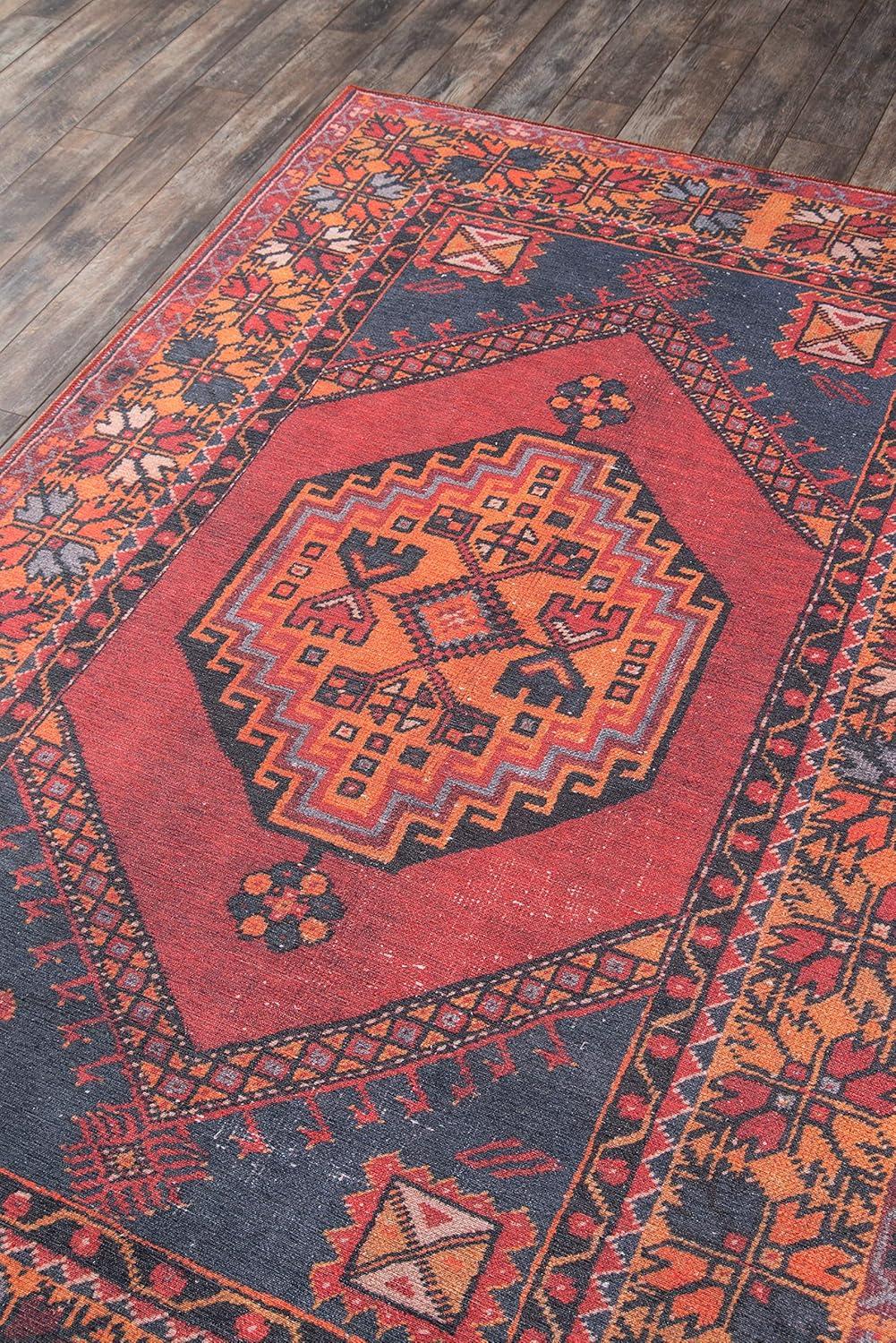 Momeni Afshar Polyester Machine Made Red Area Rug 5' X 7'6"